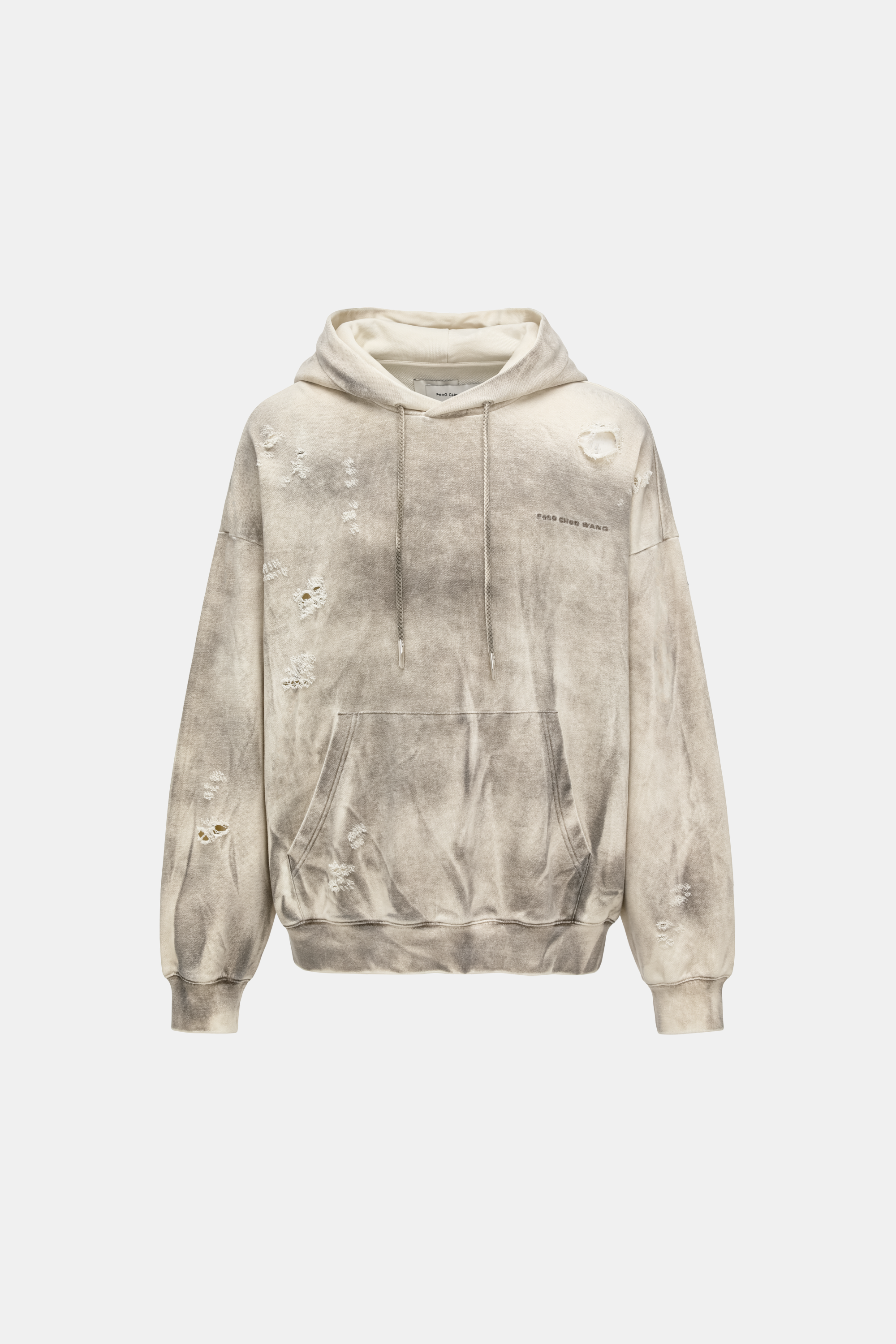 SANDWASHED  RIPPED JERSY HOODIE
