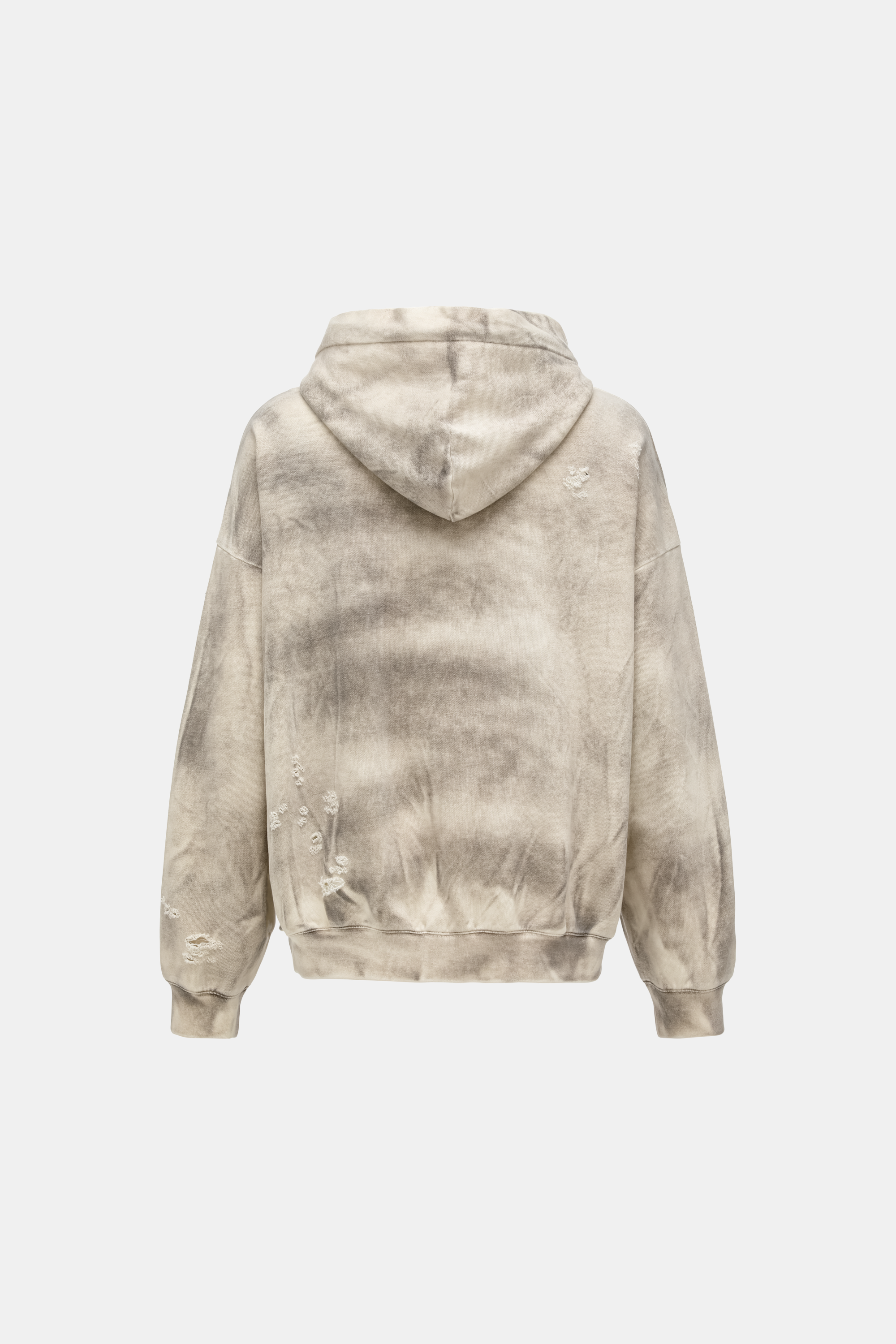 SANDWASHED  RIPPED JERSY HOODIE