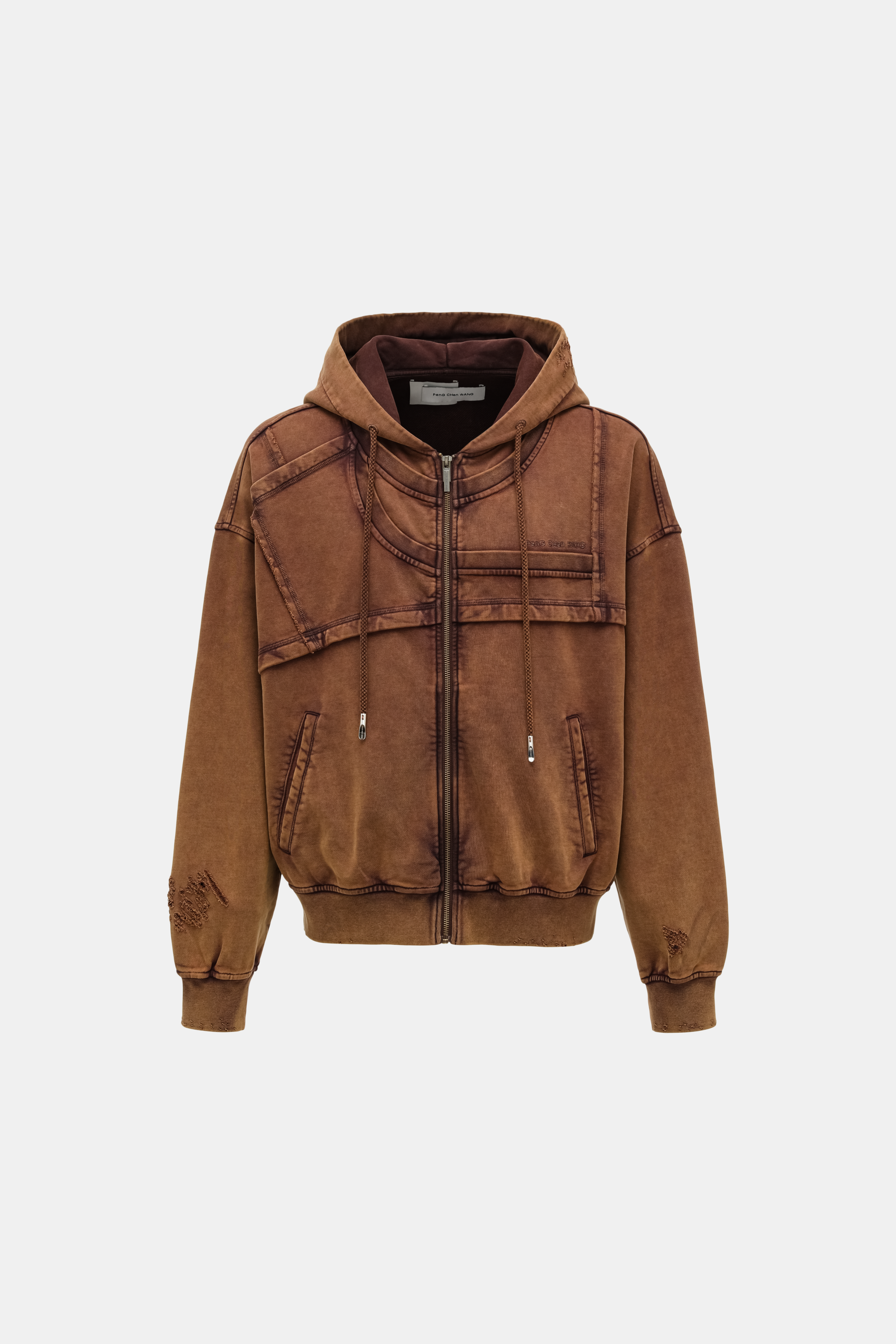 SANDWASHED RIPPED JERSY HOODIE