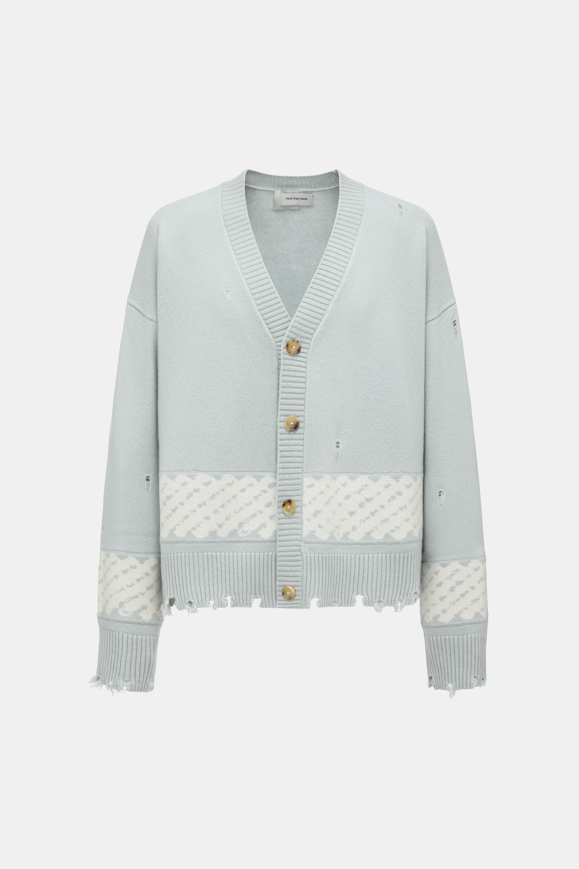 "YU ZI XIE" RIPPED JACQUARD CARDIGAN