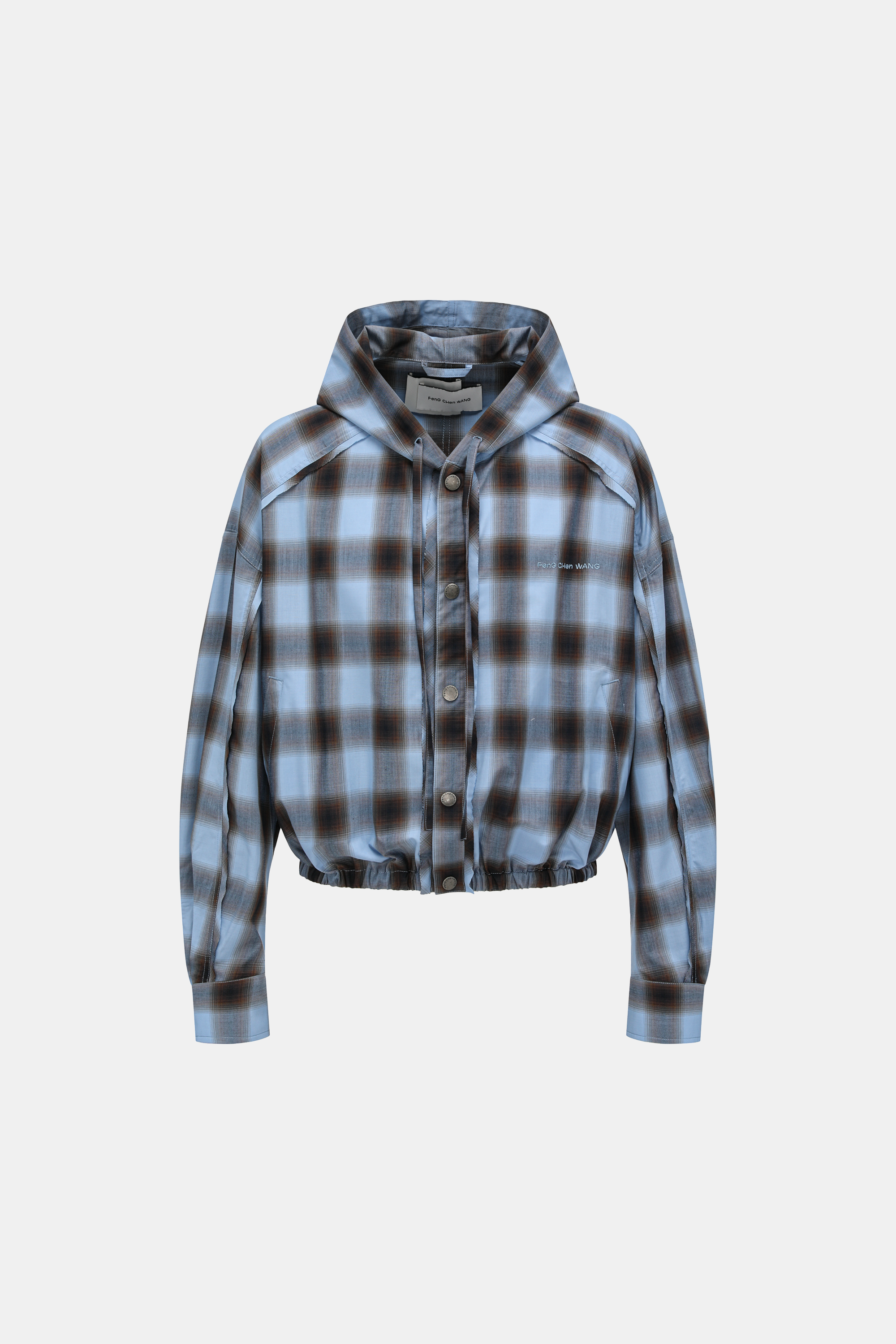 BLUE CHECK HOODED JACKET – Feng Chen Wang BLUE CHECK HOODED JACKET – Feng Chen Wang