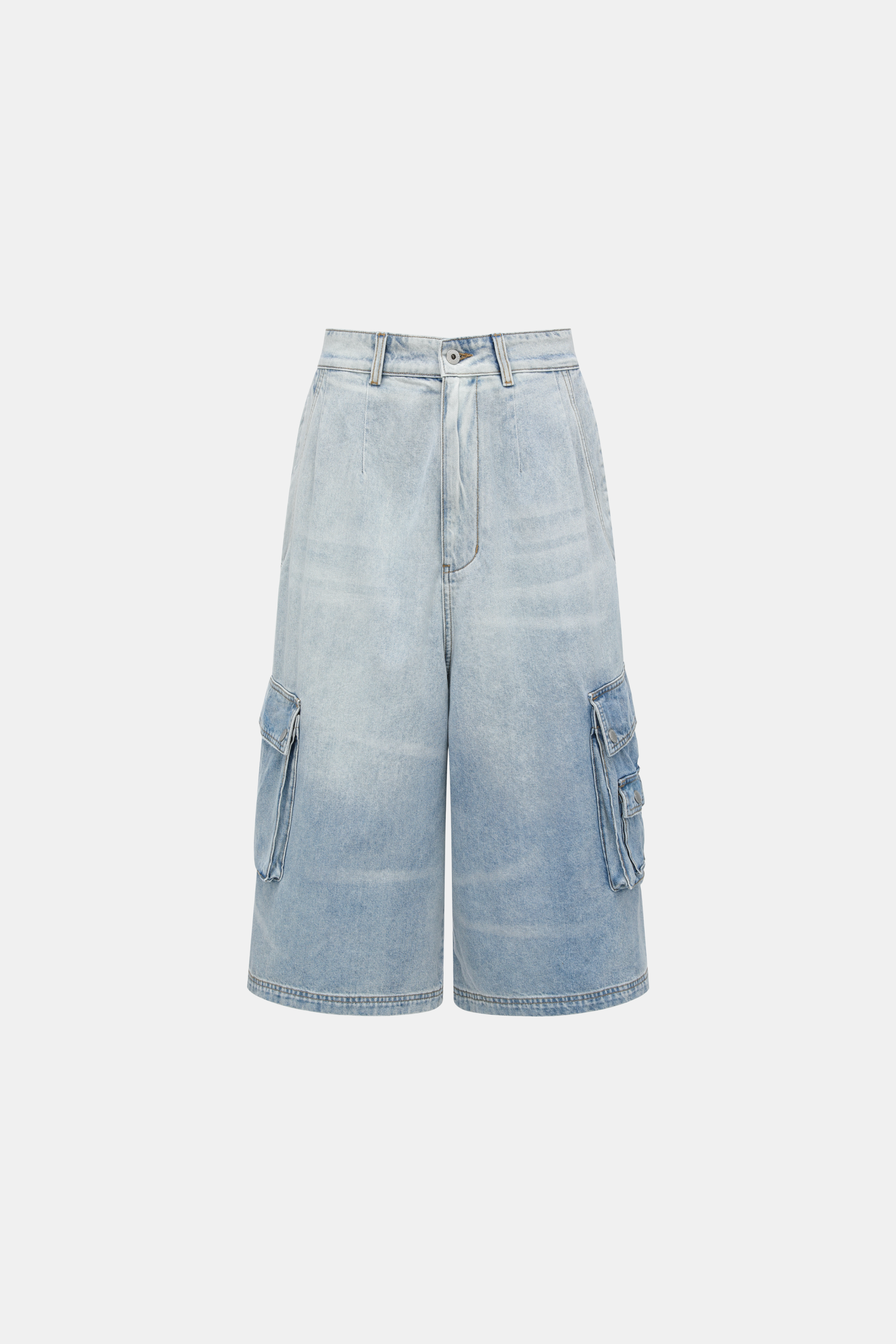 OVERSIZED MID LENGTH DENIM CARGO TROUSER