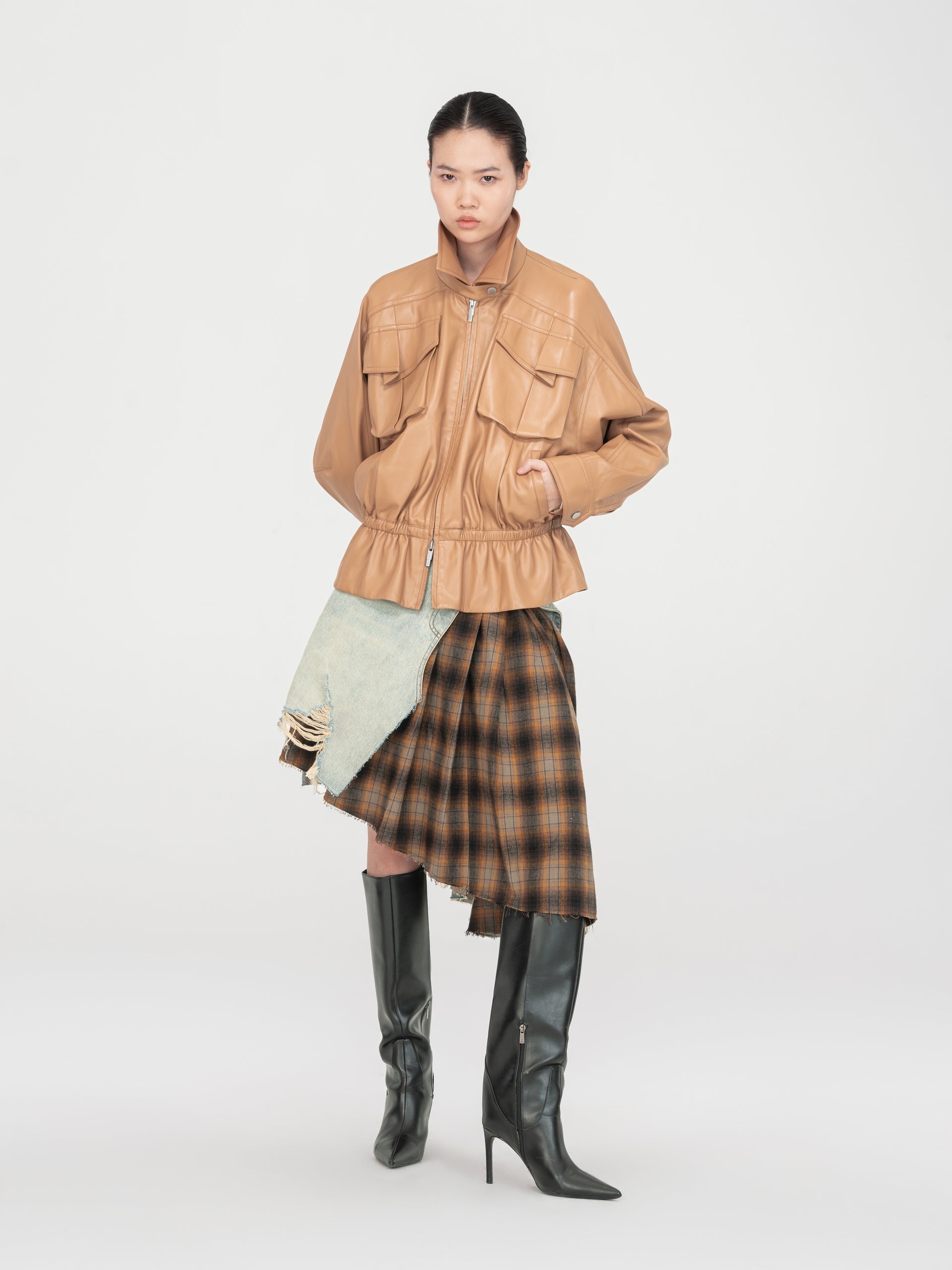 KHAKI ELASTIC WAIST JACKET