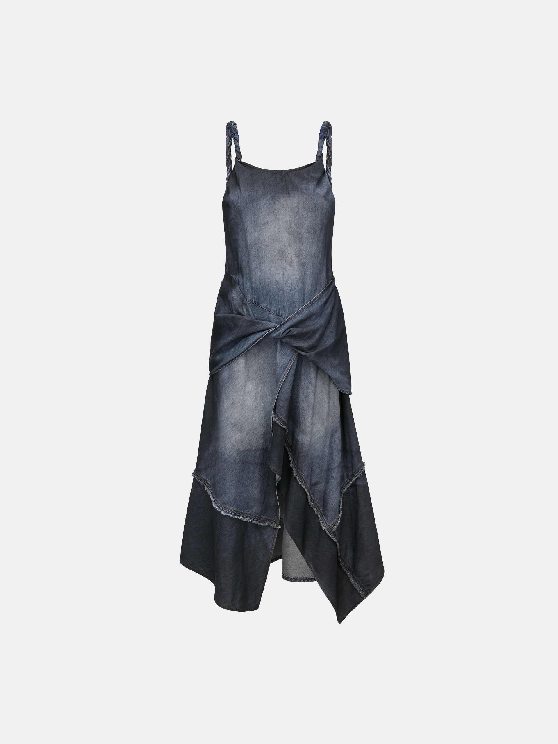 INDIGO GRADIENT DENIM DRESS - Feng Chen Wang