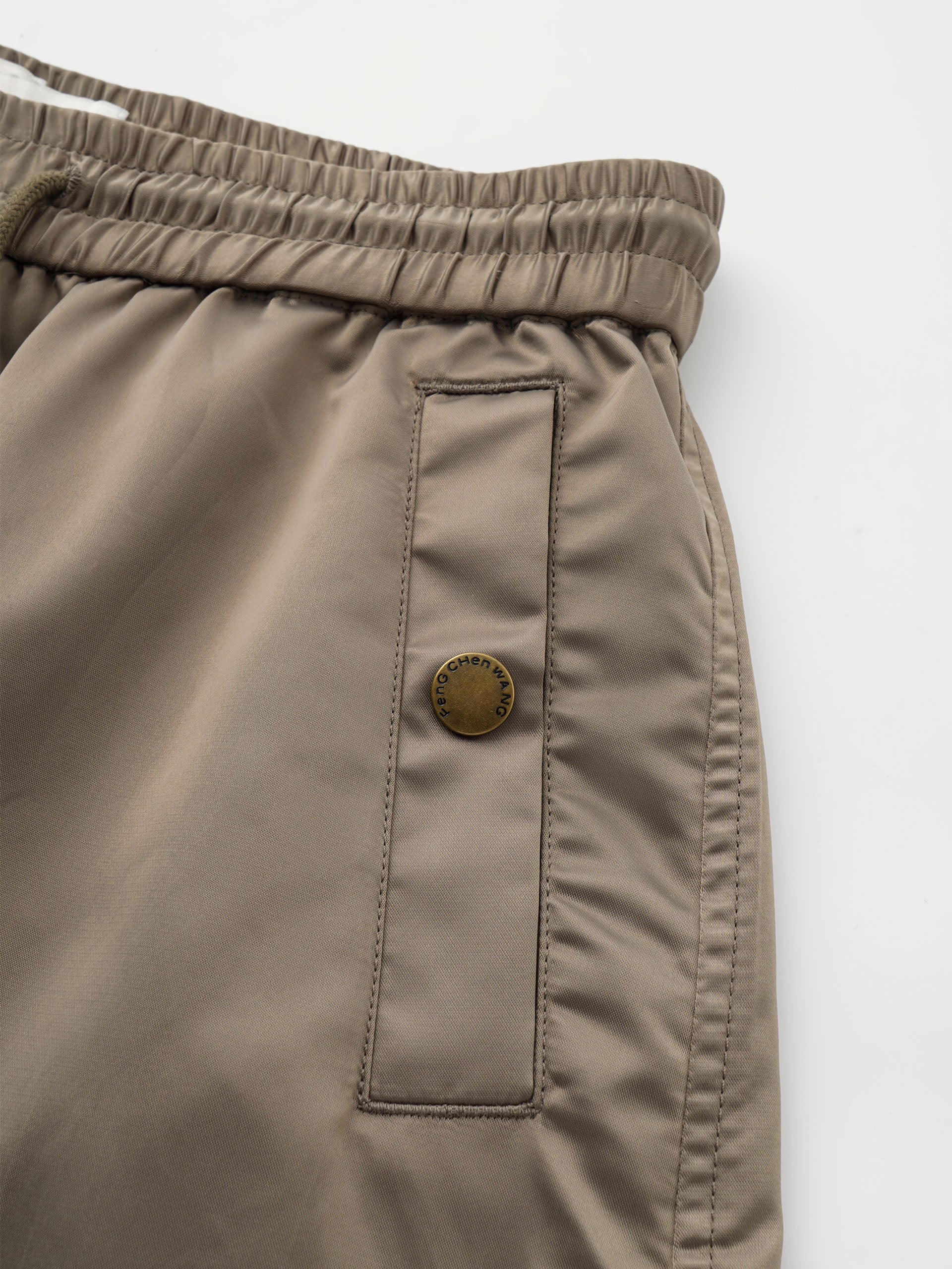 OLIVE GREEN NYLON MULTI-POCKET UTILITY PANTS