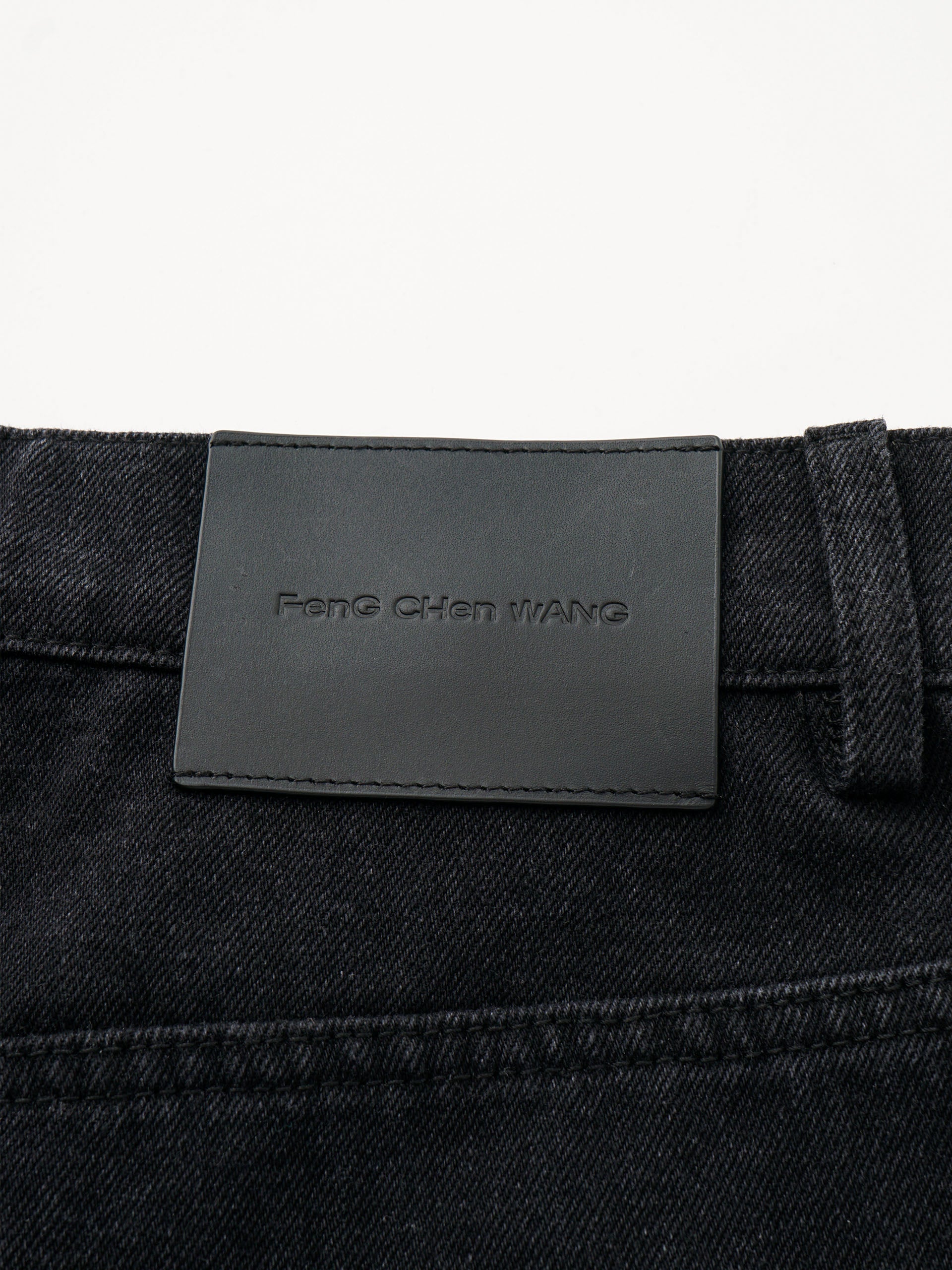 BLACK AND GREY DECONSTRUCTED PATCHWORK DENIM JEANS