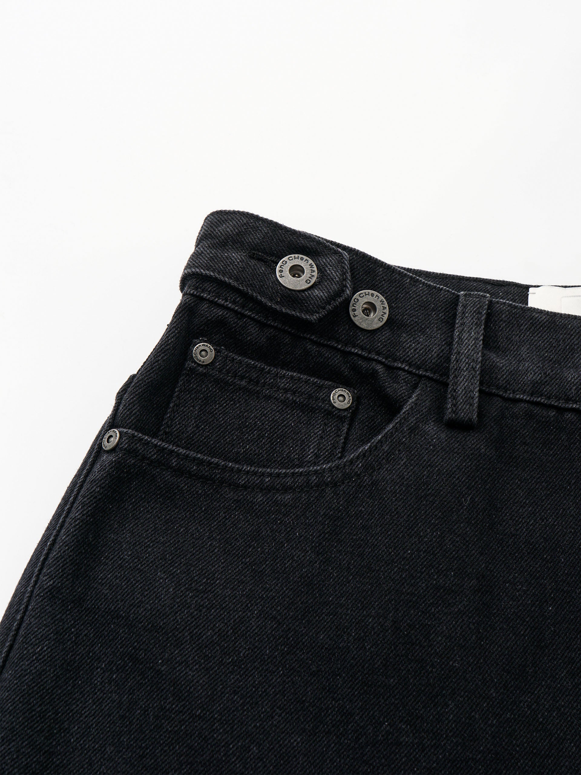 BLACK AND GREY DECONSTRUCTED PATCHWORK DENIM JEANS