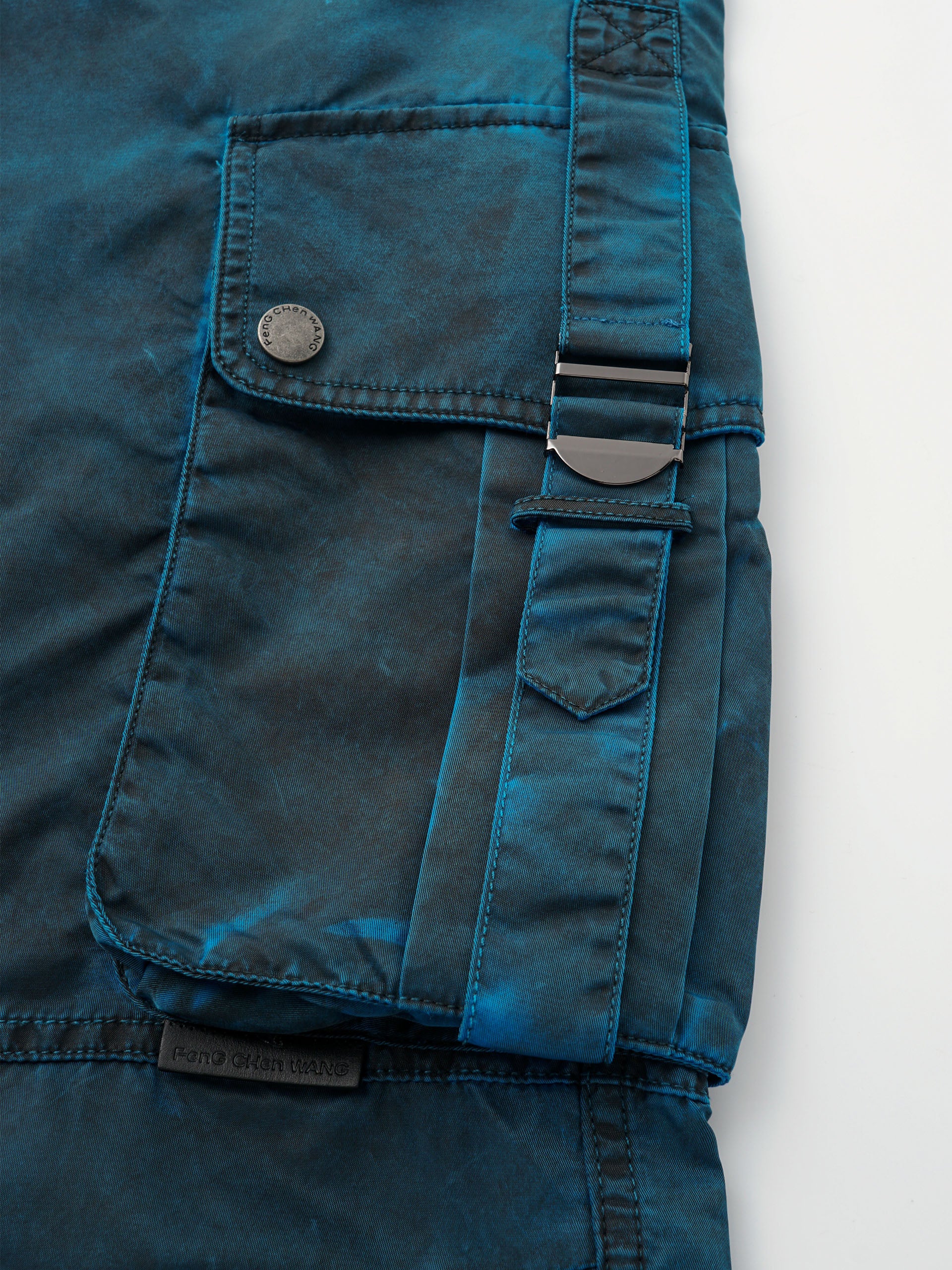 BLUE SANDWASHED UTILITY PANTS