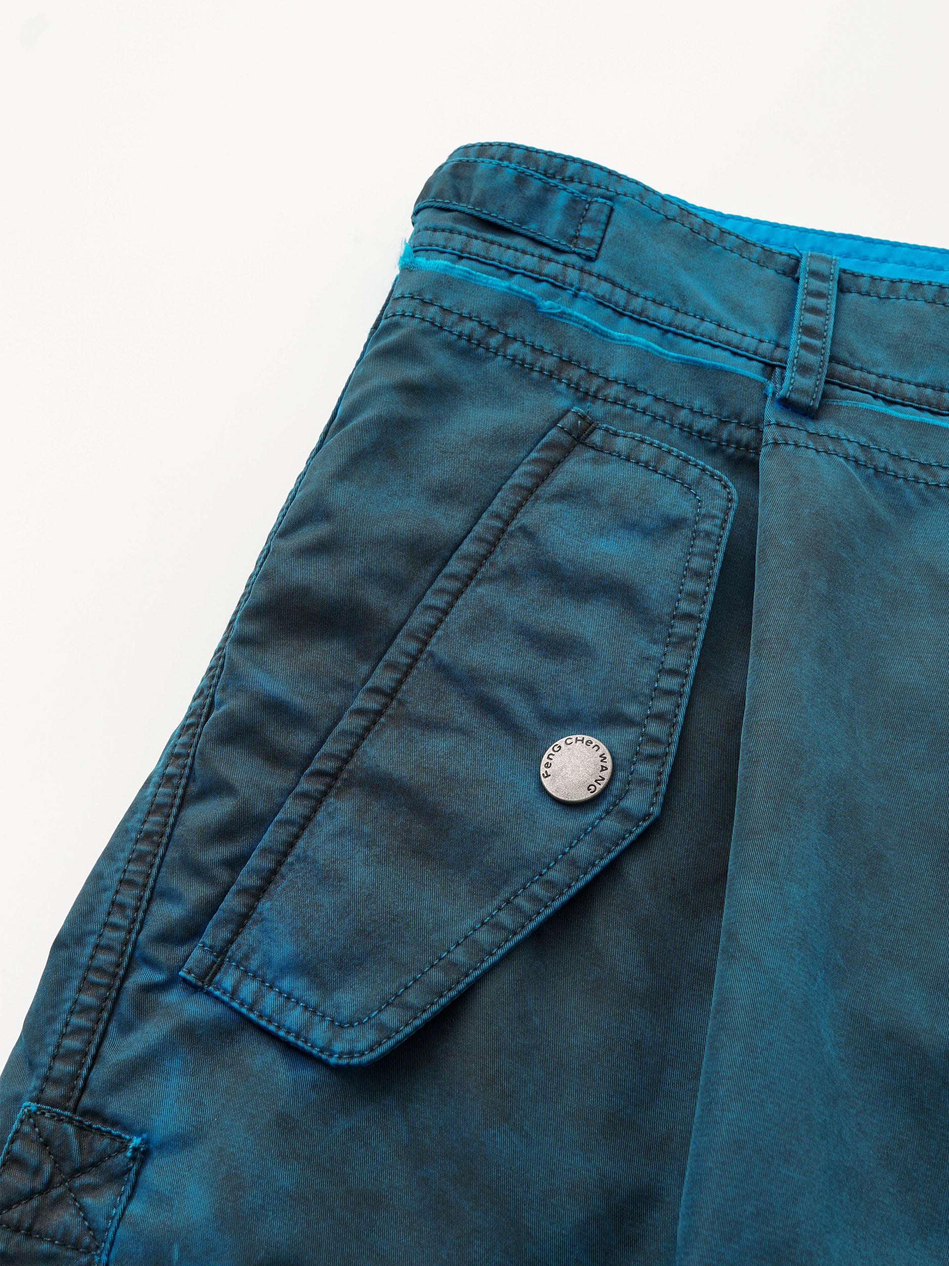 BLUE SANDWASHED UTILITY PANTS