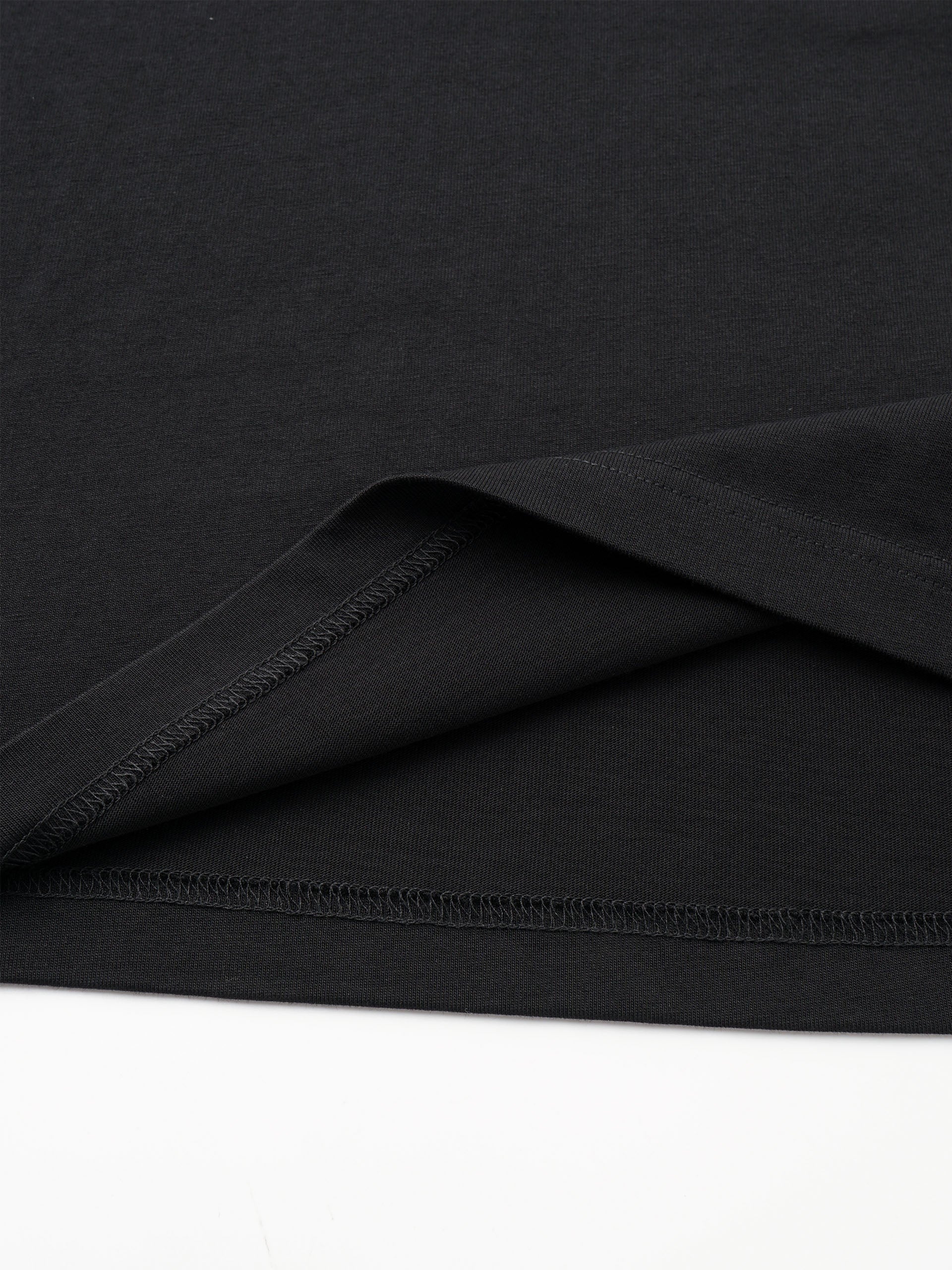 BLACK DECONSTRUCTED DOUBLE-COLLAR LAYERED LONG-SLEEVE TEE
