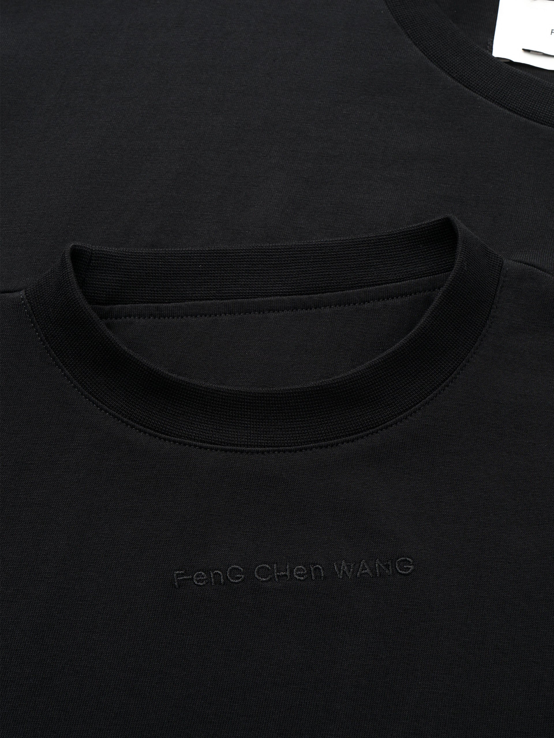 BLACK DECONSTRUCTED DOUBLE-COLLAR LAYERED LONG-SLEEVE TEE