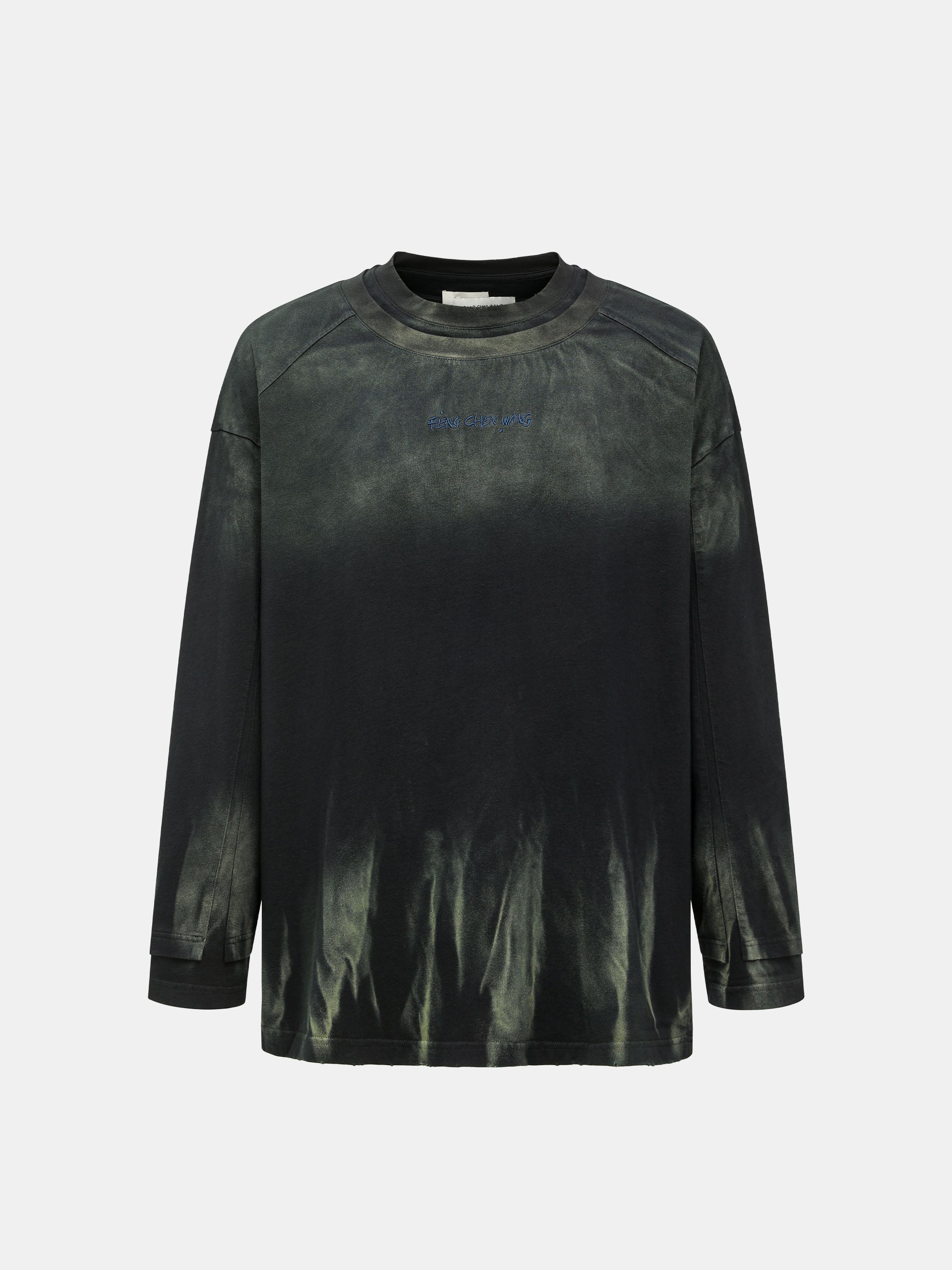 GRADIENT TIE-DYE DECONSTRUCTED LONG-SLEEVE T-SHIRT