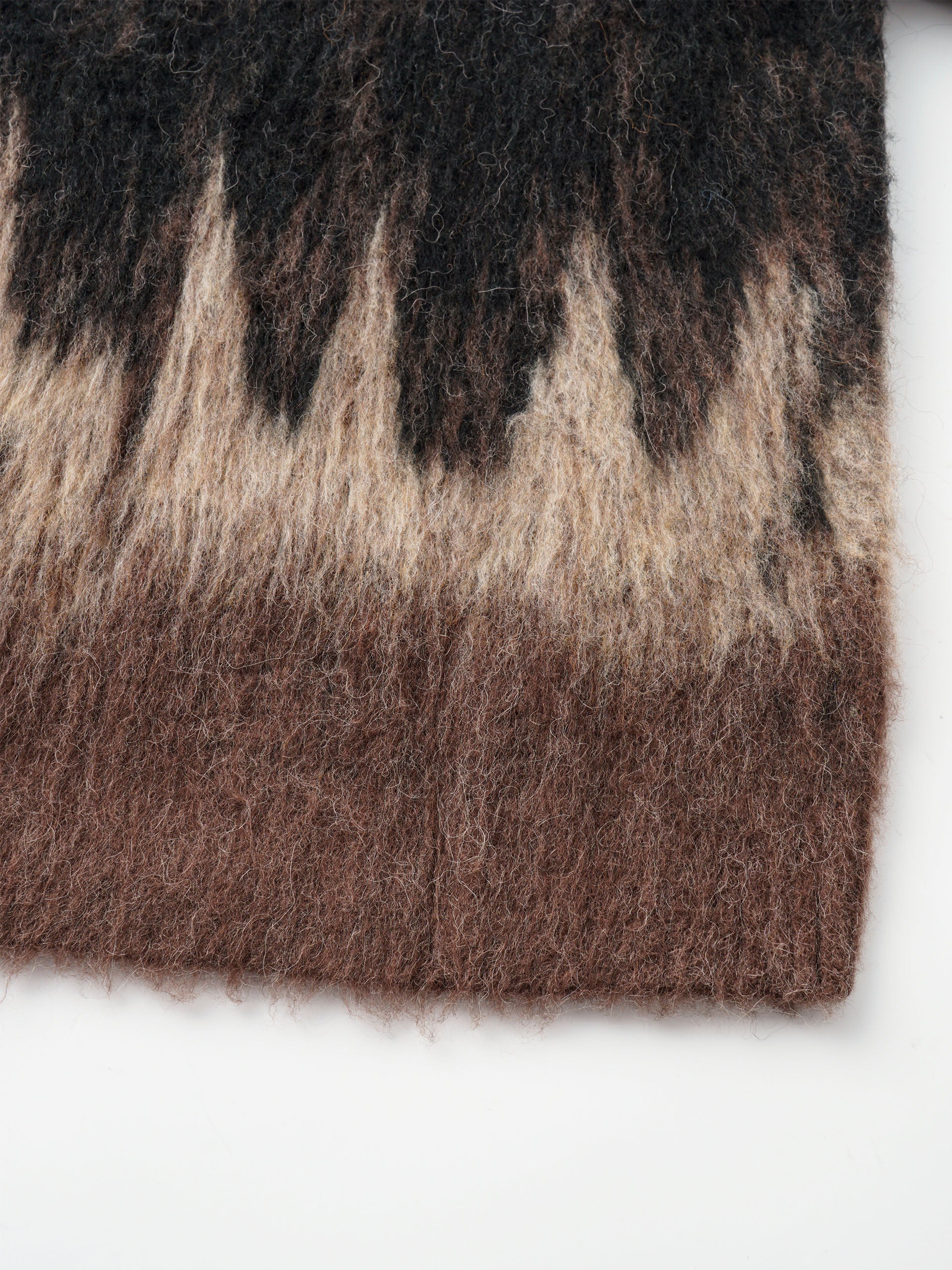 BLACK AND BROWN JACQUARD KNIT PULLOVER