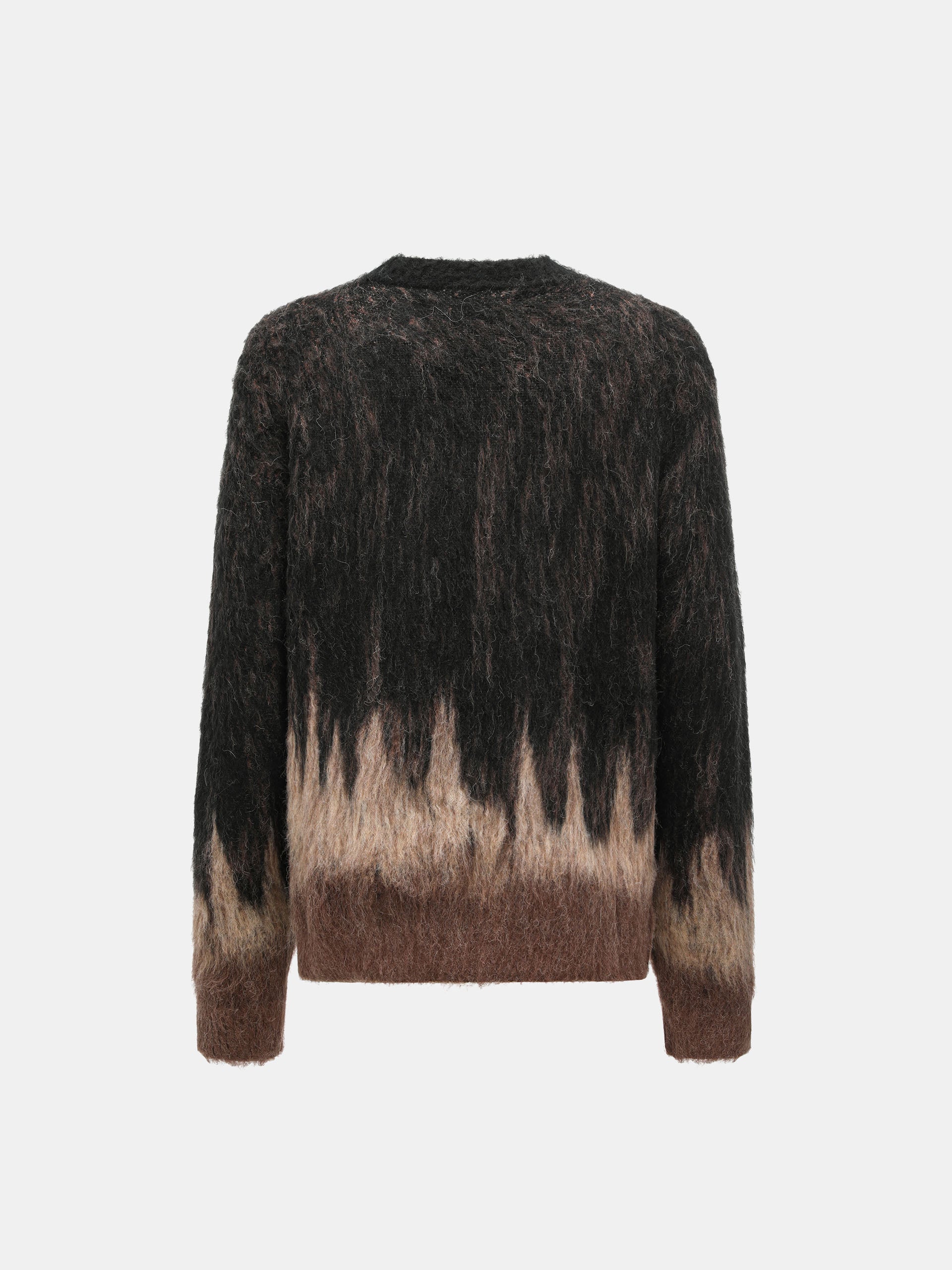 BLACK AND BROWN JACQUARD KNIT PULLOVER
