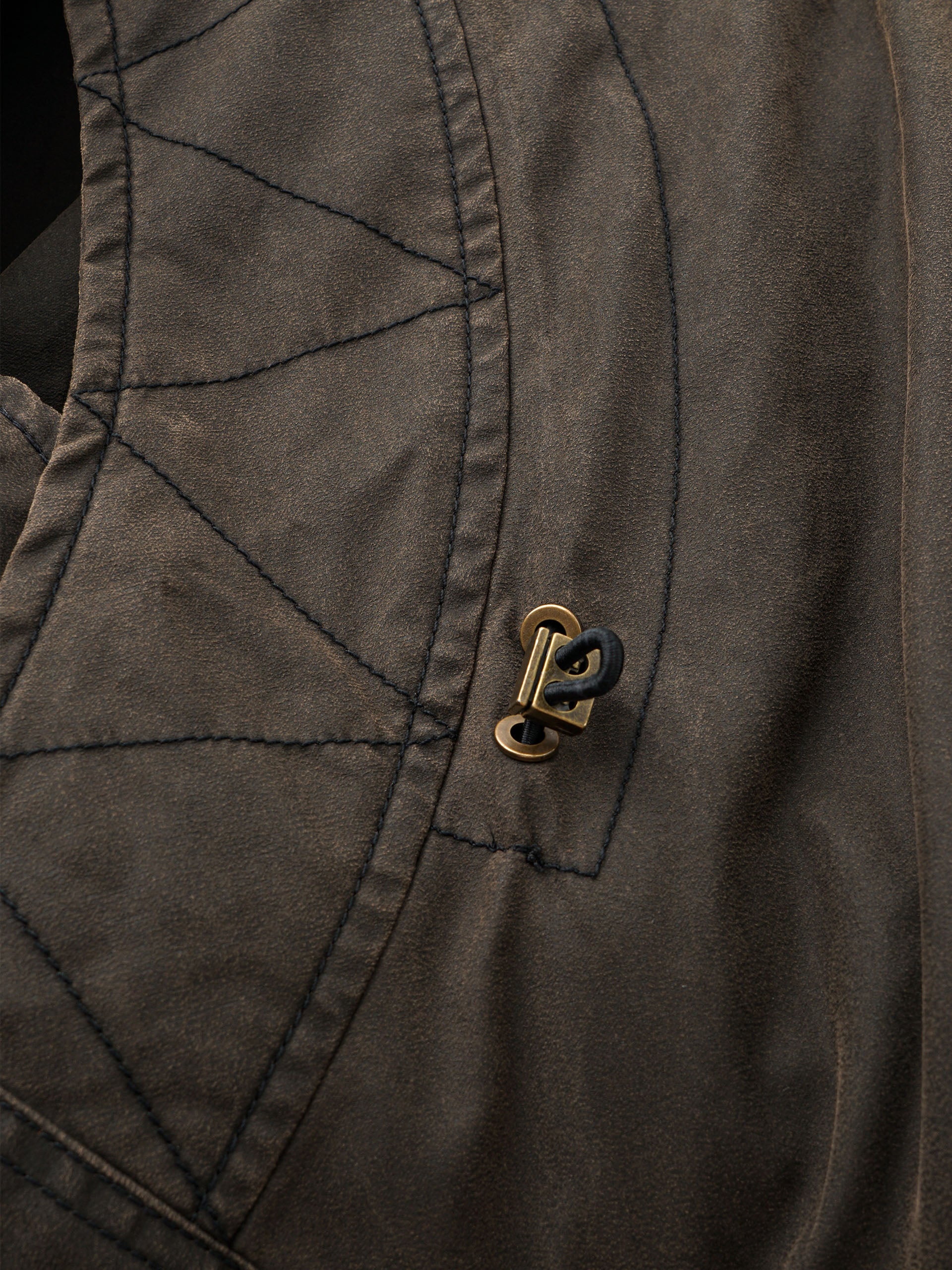 BROWN WASHED NYLON PUFFER JACKET
