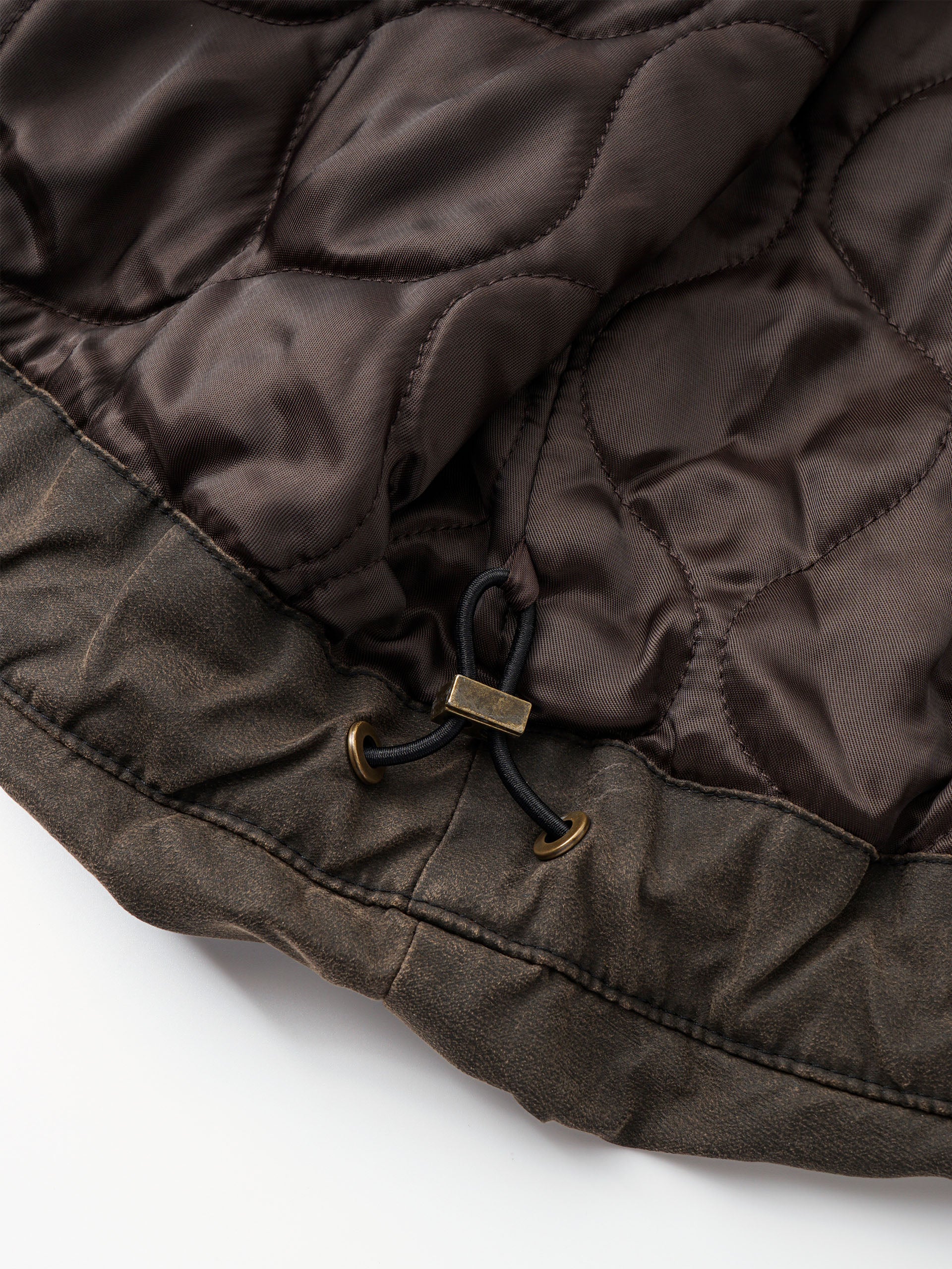 BROWN WASHED NYLON PUFFER JACKET