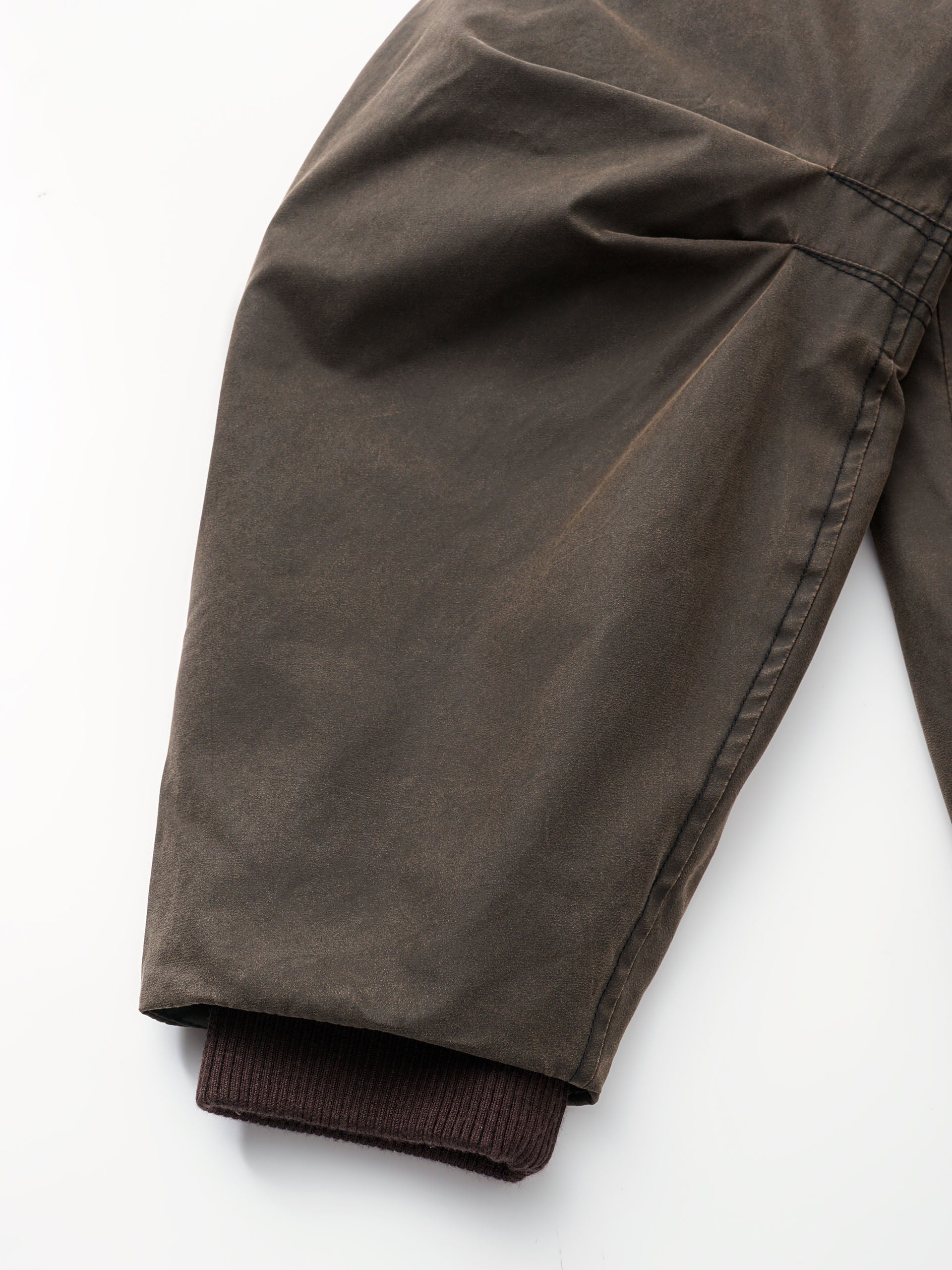 BROWN WASHED NYLON PUFFER JACKET