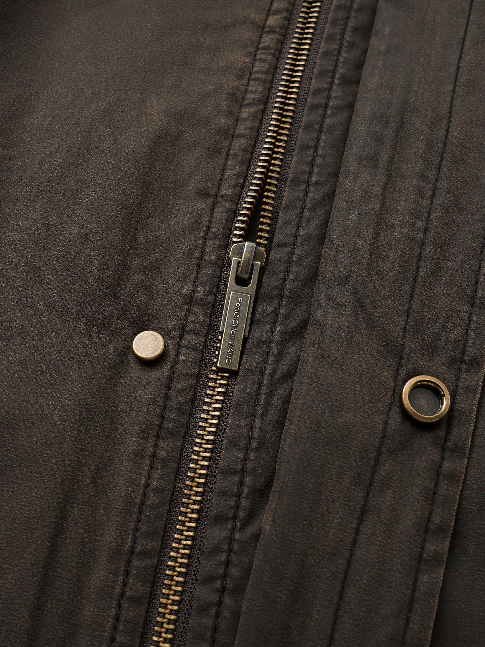 BROWN WASHED NYLON PUFFER JACKET