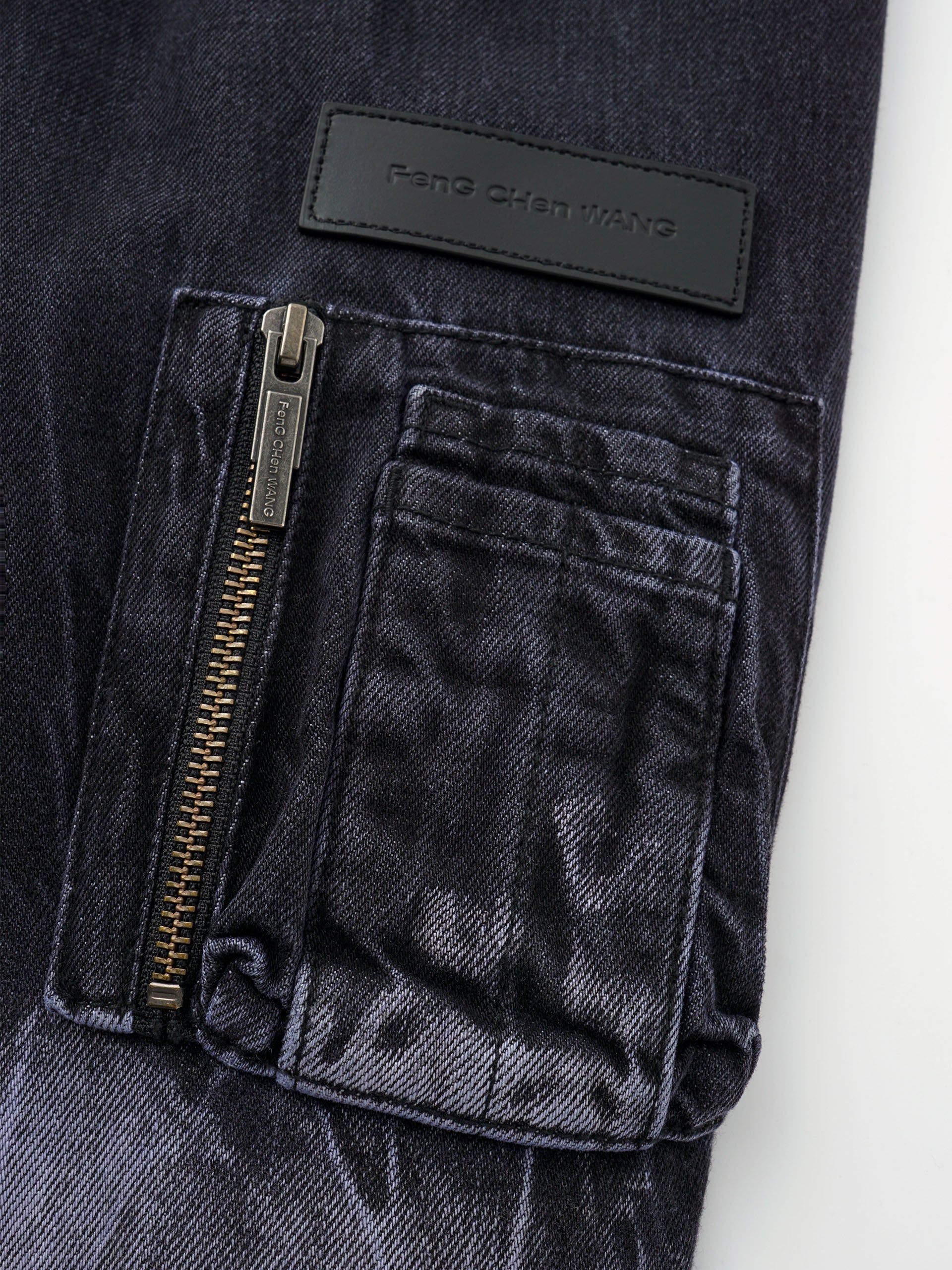 BLACK/PURPLE GRADIENT DENIM ZIP-UP JACKET