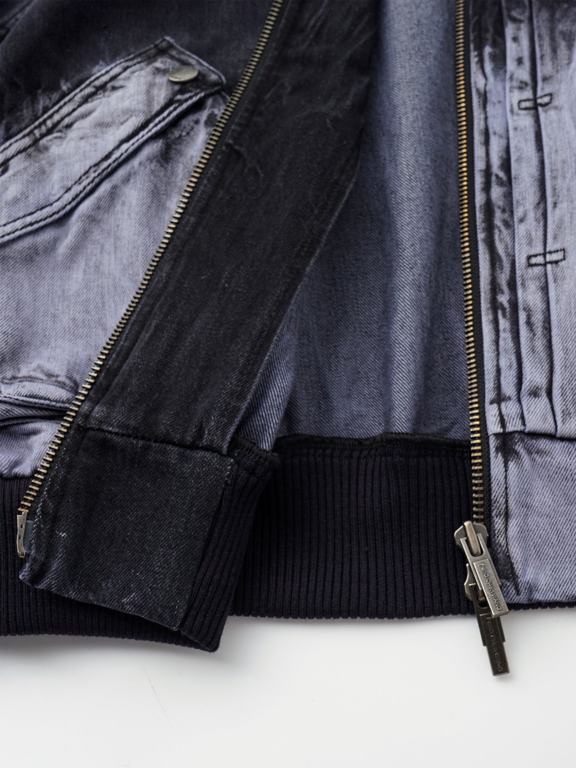 BLACK/PURPLE GRADIENT DENIM ZIP-UP JACKET