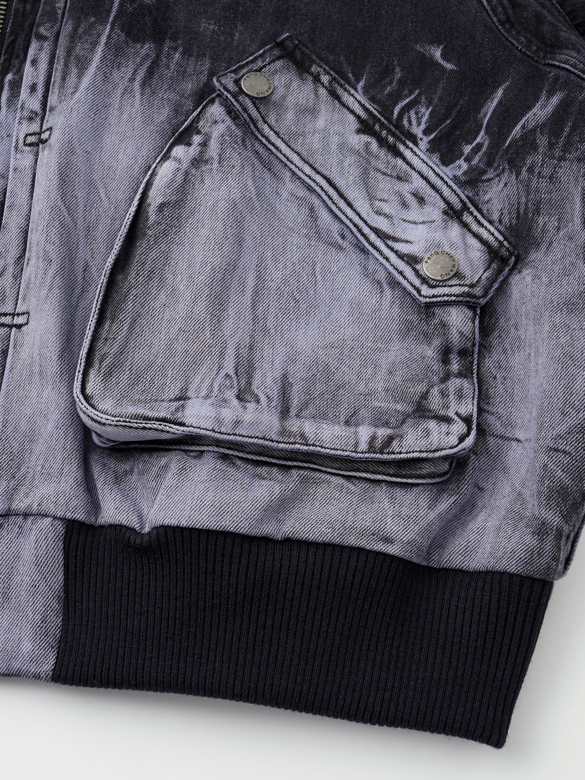 BLACK/PURPLE GRADIENT DENIM ZIP-UP JACKET