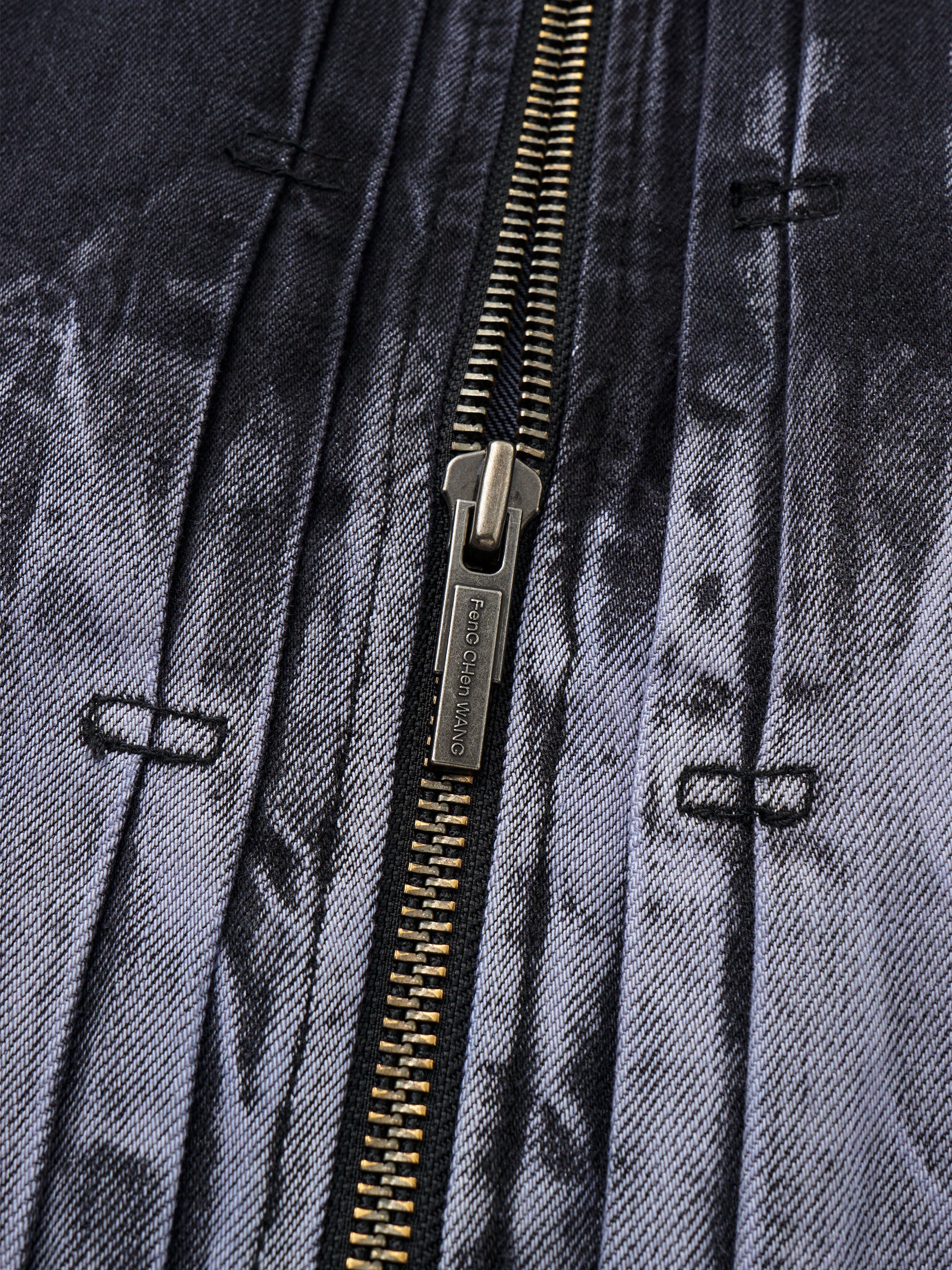 BLACK/PURPLE GRADIENT DENIM ZIP-UP JACKET