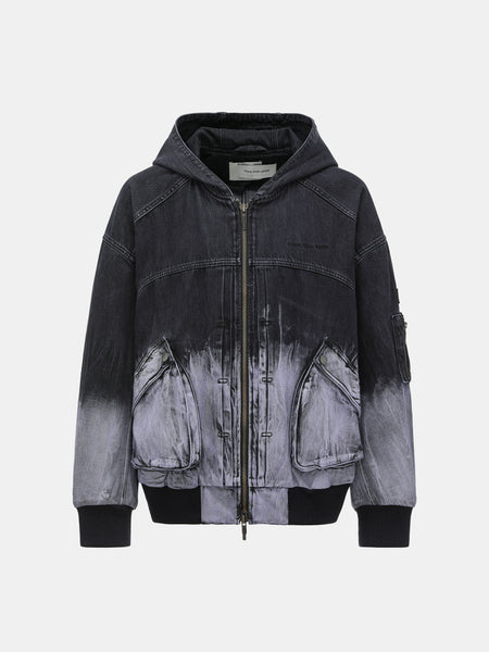 Denim Zip Up Hooded Jacket　BLACK FADE　S Faded Basic Zip Hoodie - Washed Black | mnml | shop now