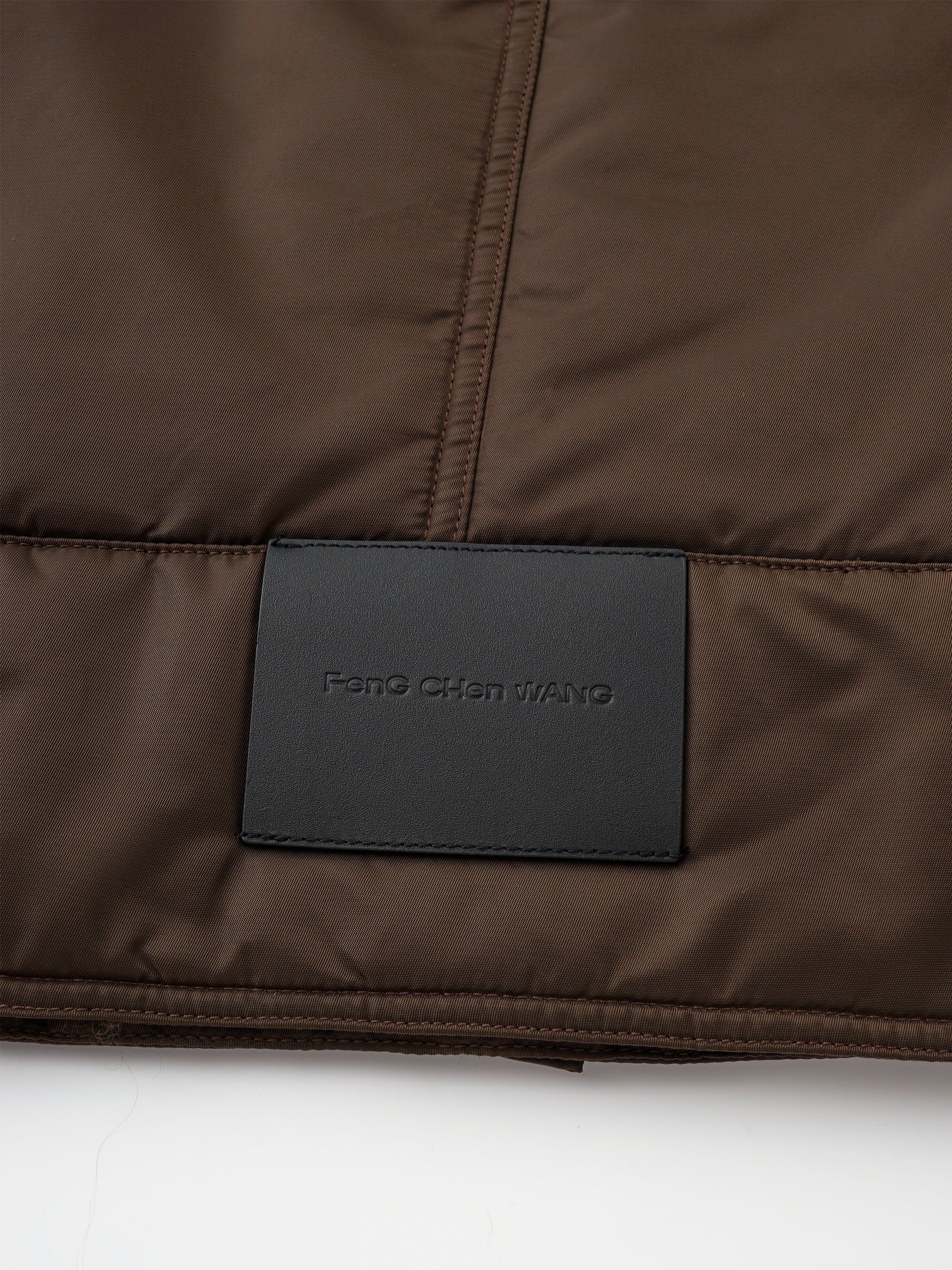 BROWN DETACHABLE COLLAR PADDED UTILITY JACKET