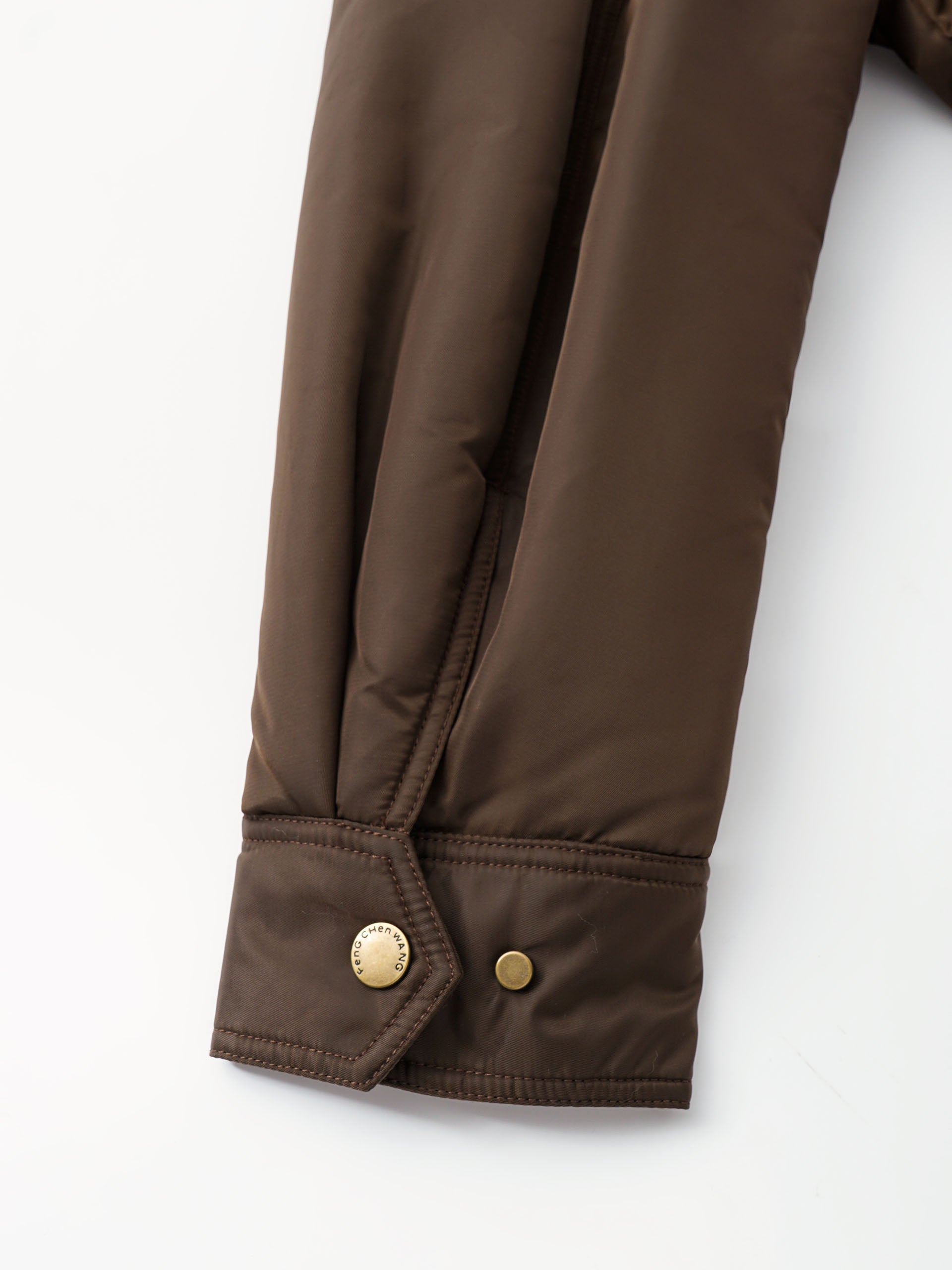 BROWN DETACHABLE COLLAR PADDED UTILITY JACKET