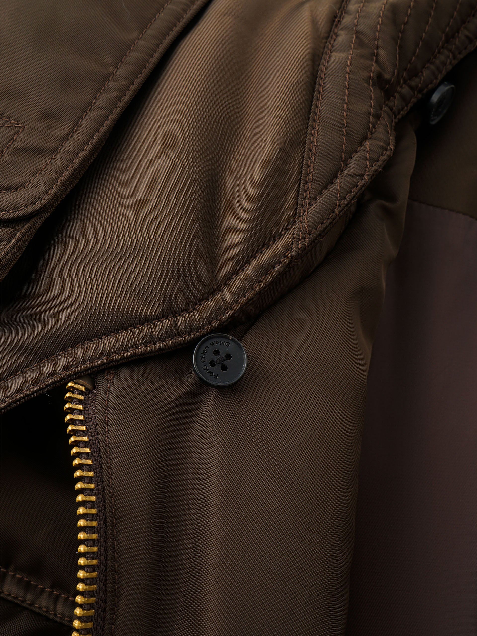 BROWN DETACHABLE COLLAR PADDED UTILITY JACKET
