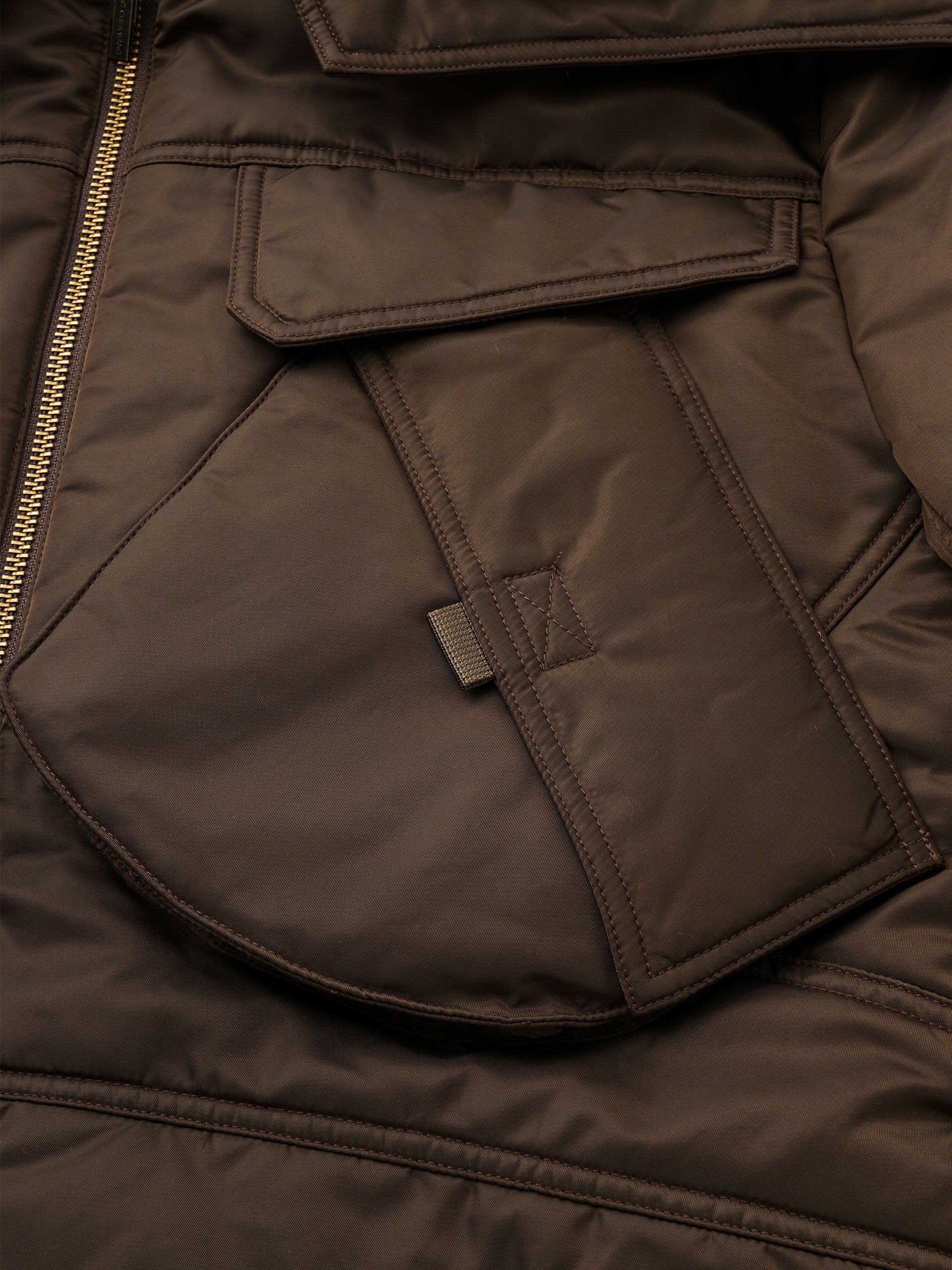 BROWN DETACHABLE COLLAR PADDED UTILITY JACKET