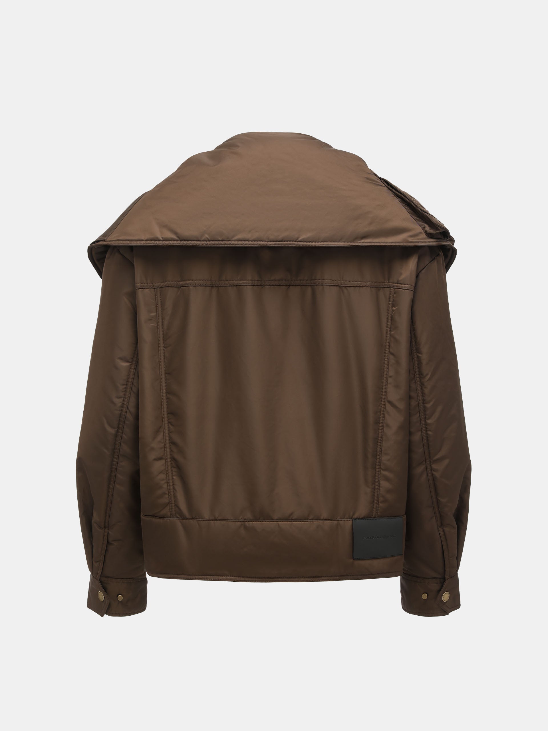 BROWN DETACHABLE COLLAR PADDED UTILITY JACKET