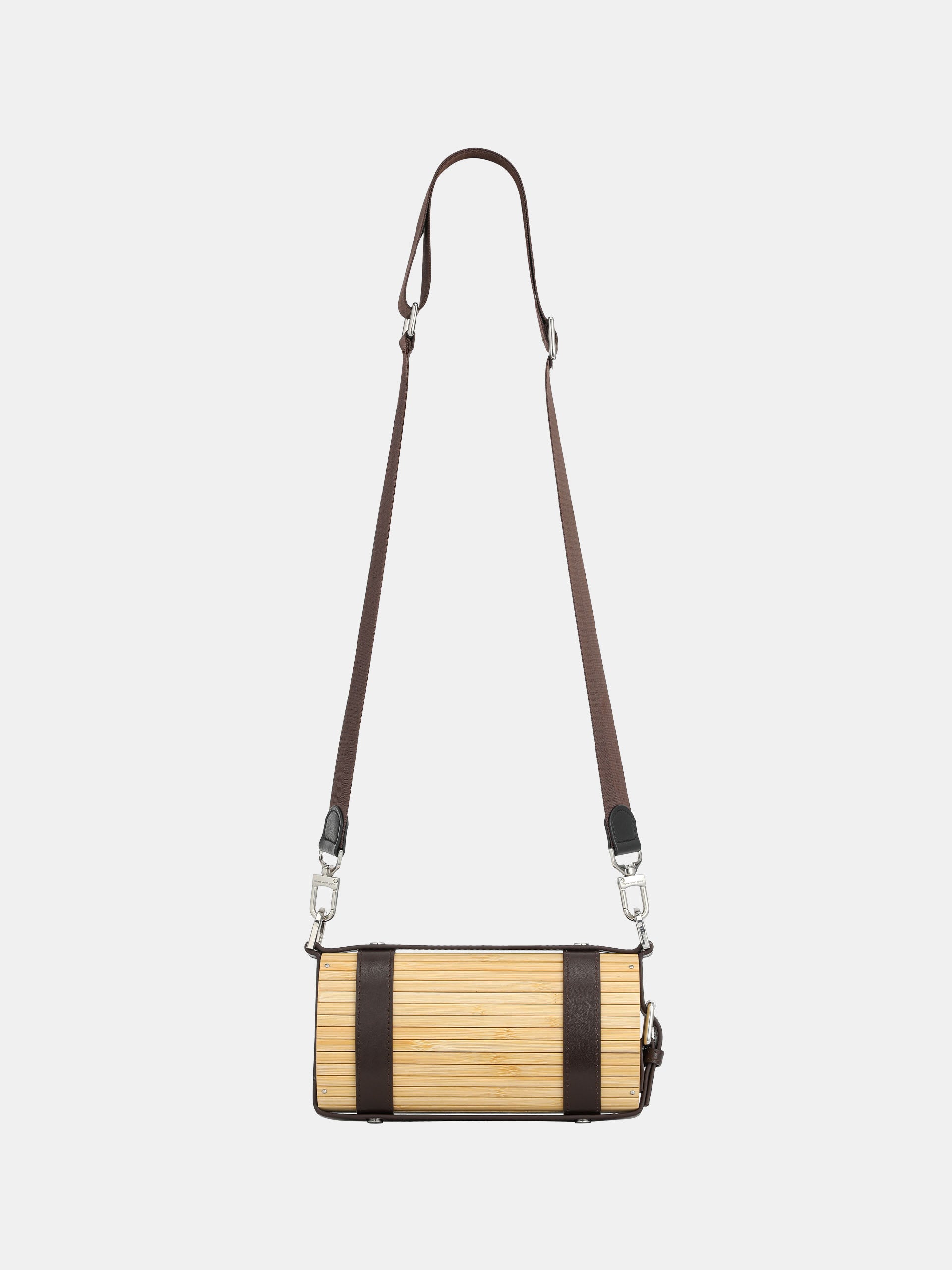 MEDIUM BLACK BRUSHED BAMBOO CYLINDER BAG