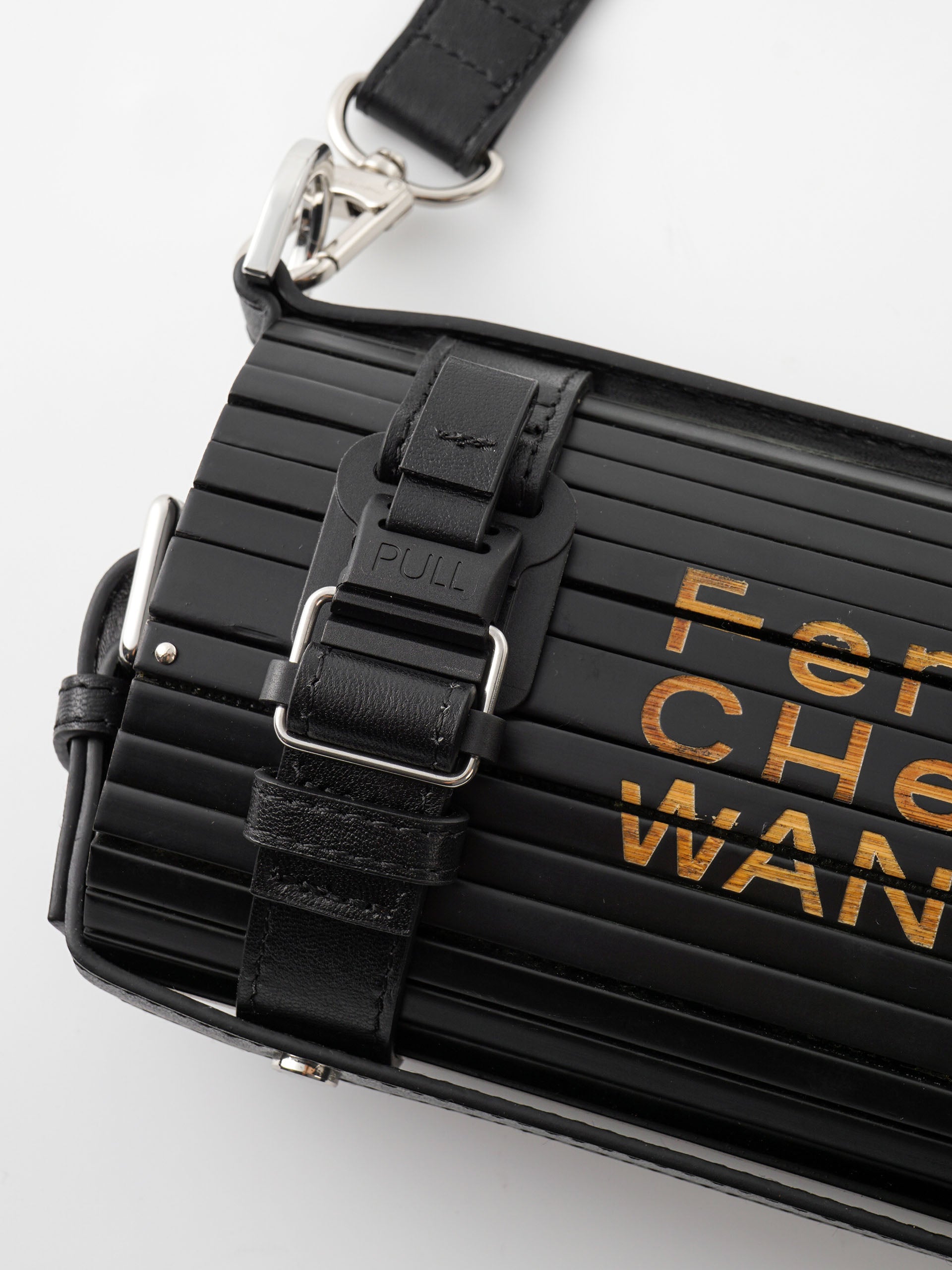 MEDIUM BLACK BRUSHED BAMBOO CYLINDER BAG