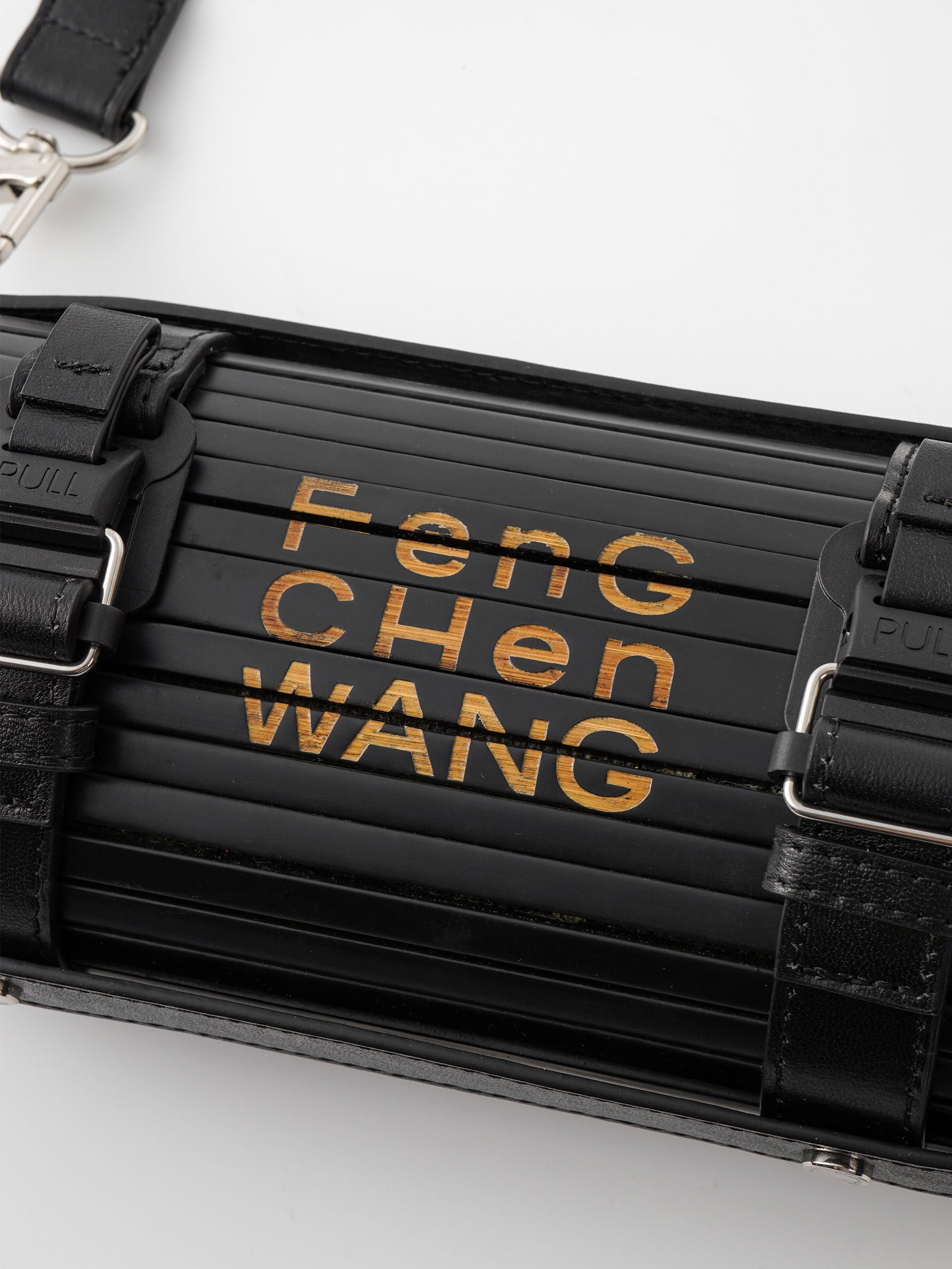 MEDIUM BLACK BRUSHED BAMBOO CYLINDER BAG