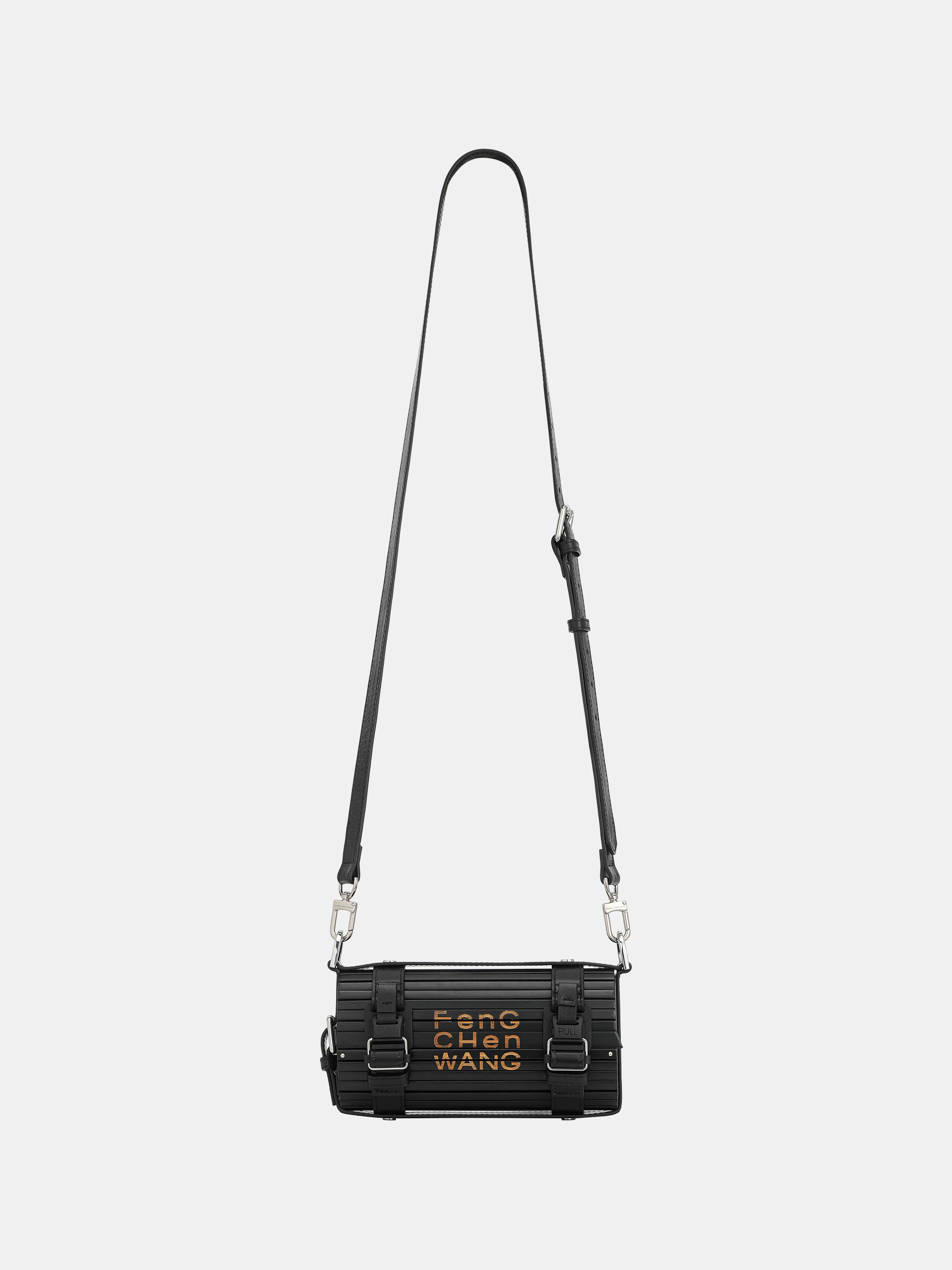 MEDIUM BLACK BRUSHED BAMBOO CYLINDER BAG
