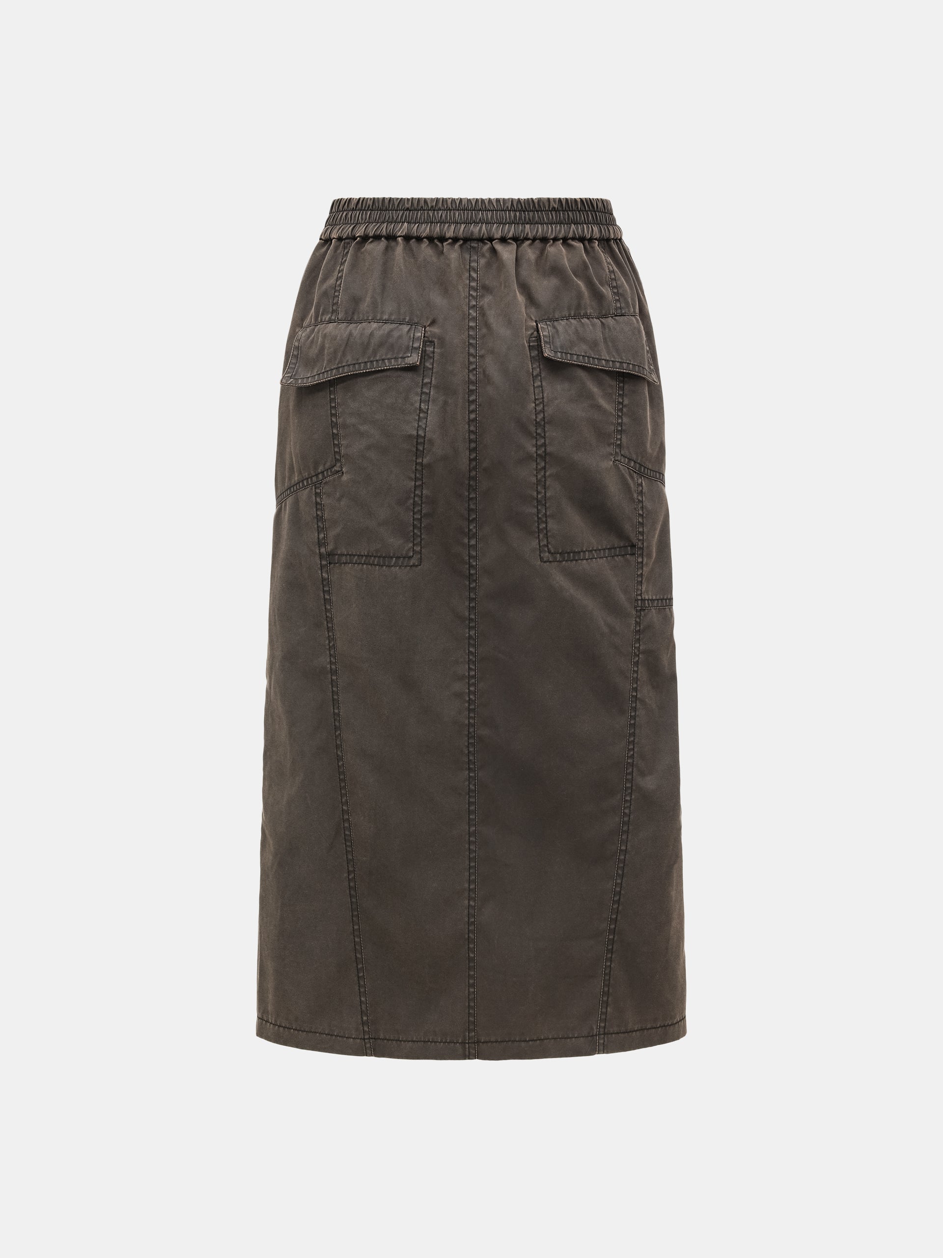 BROWN ZIP-UP UTILITY SKIRT