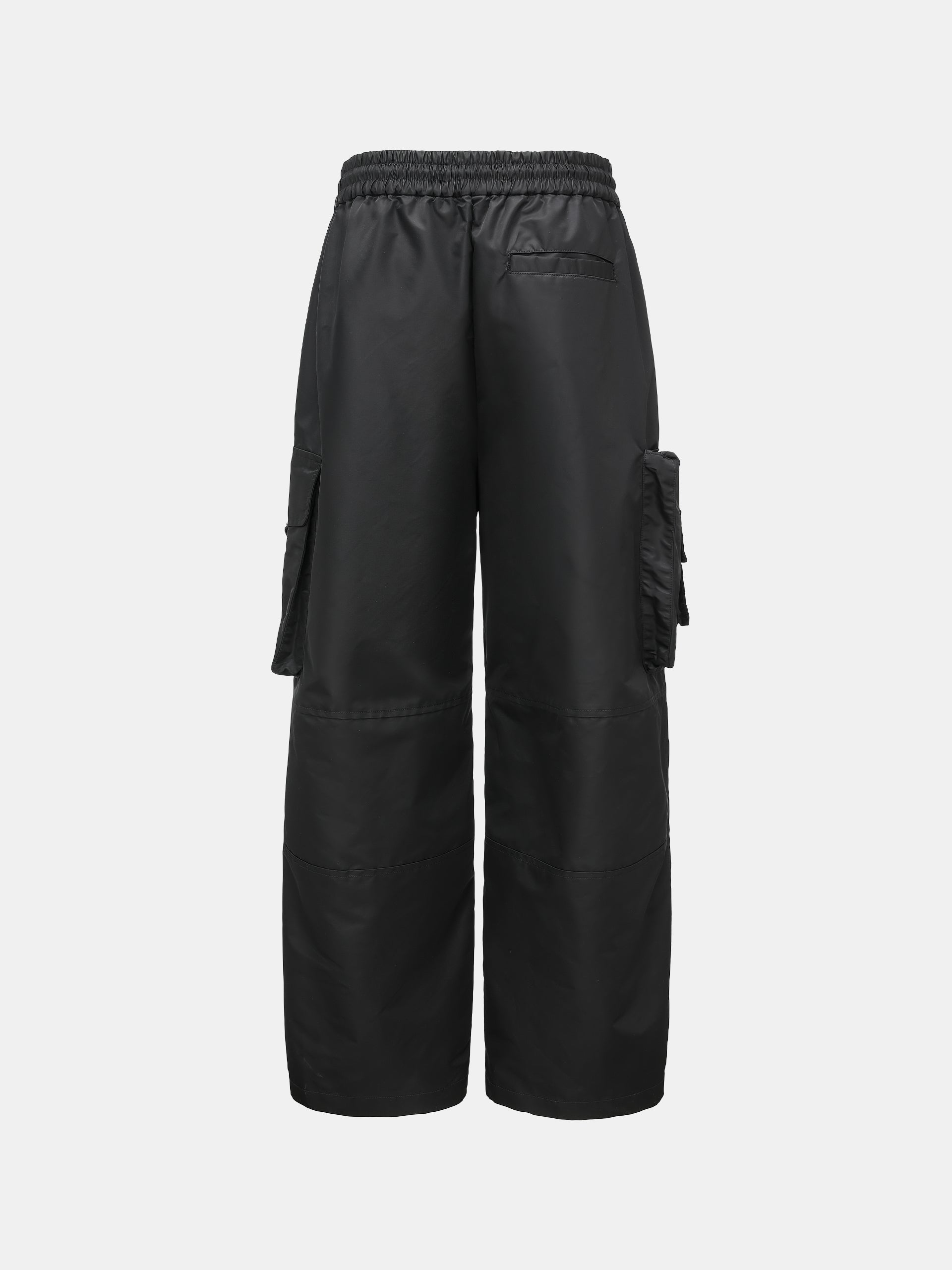 BLACK NYLON MULTI-P0CKET UTILITY PANTS