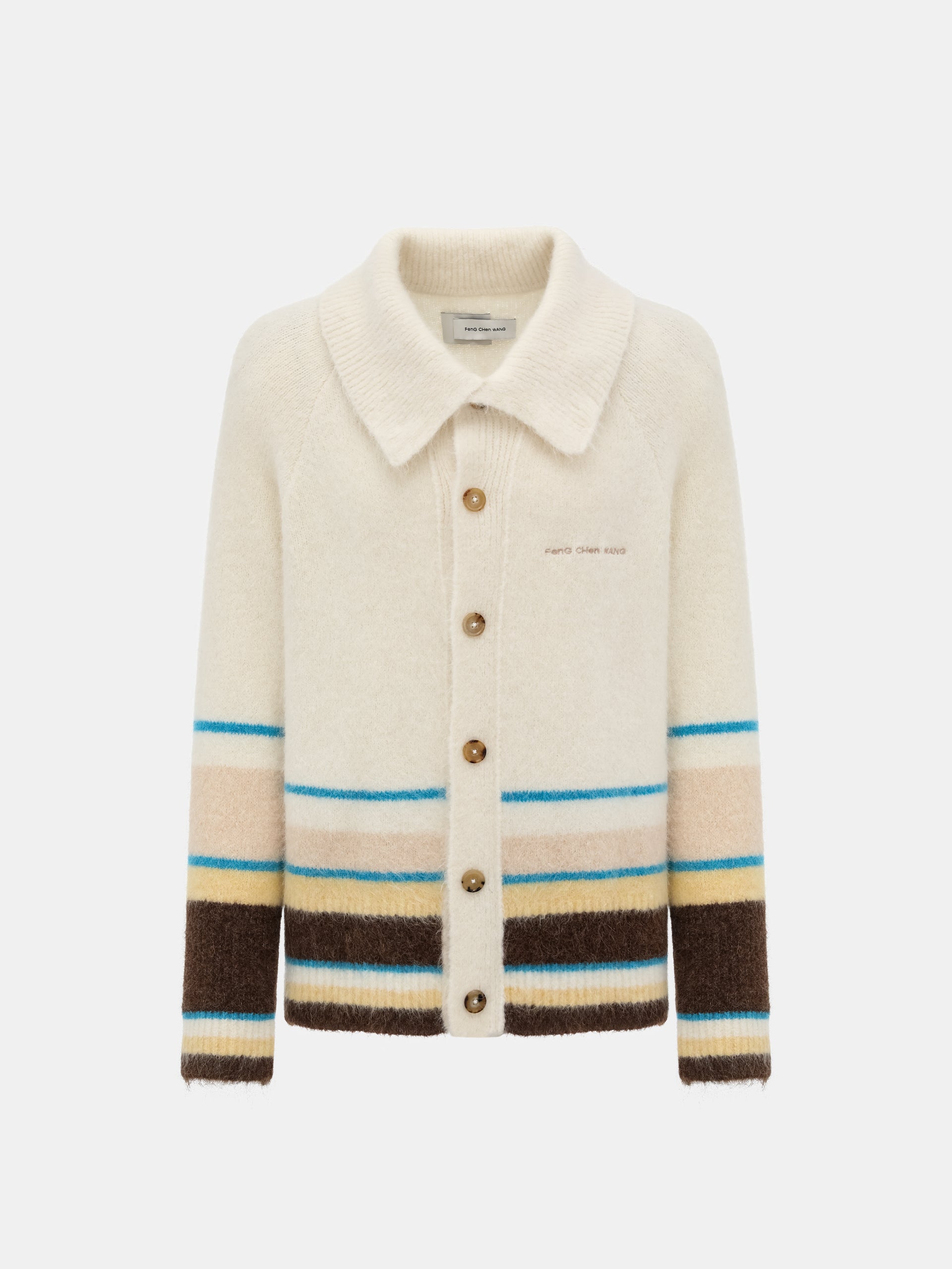 MULTICOLOR STRIPED JACQUARD KNIT CARDIGAN