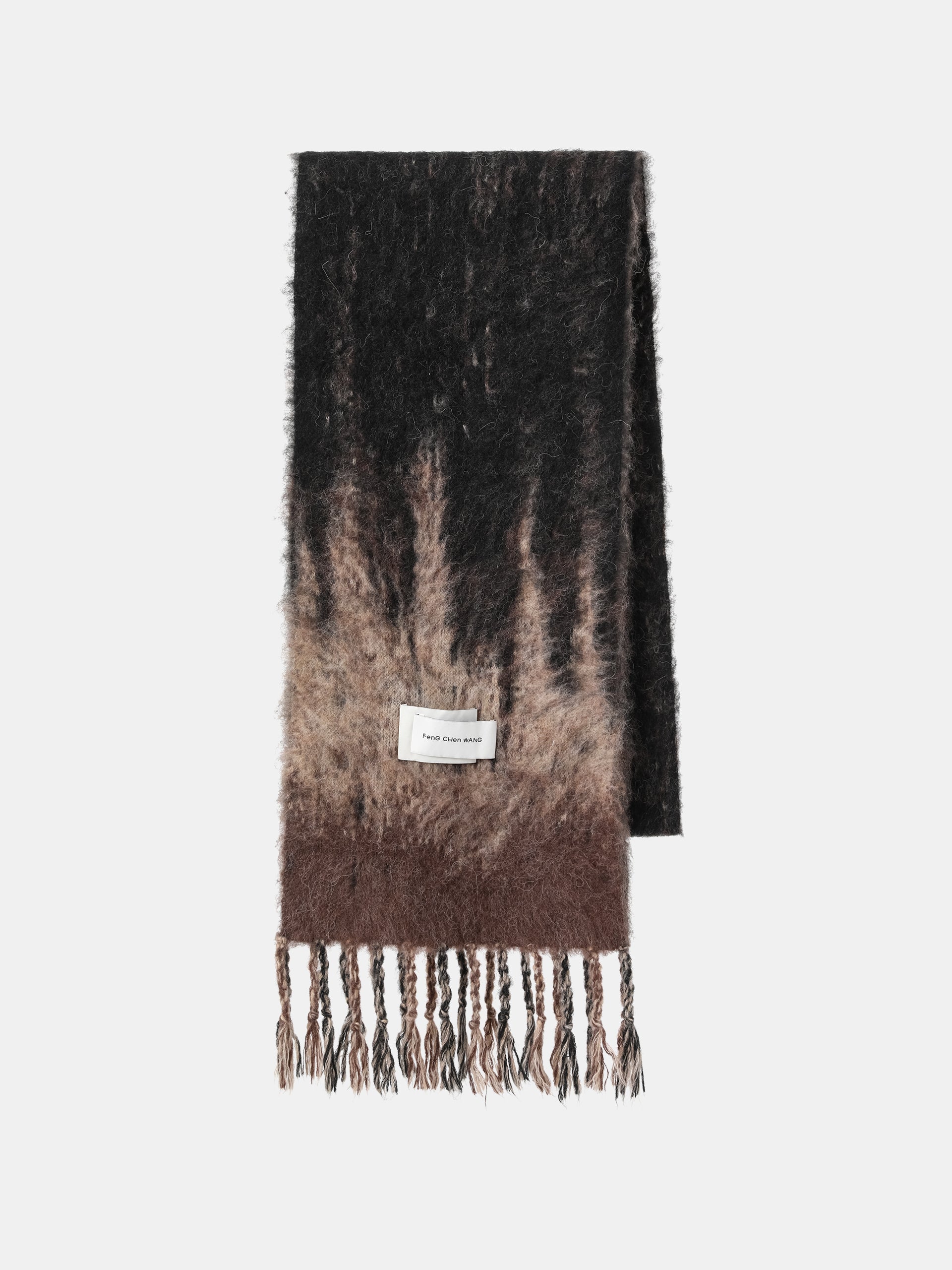 BLACK AND BROWN GRADIENT JACQUARD SCARF