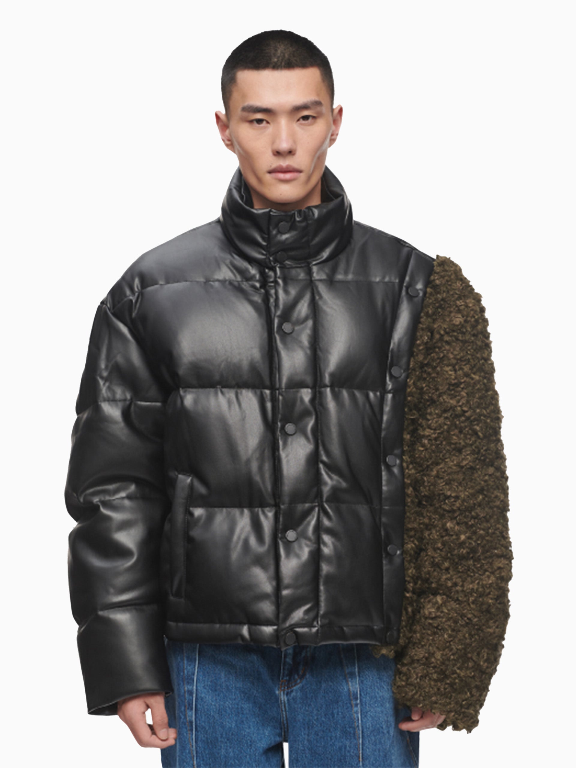 FAUX LEATHER DOWN JACKET