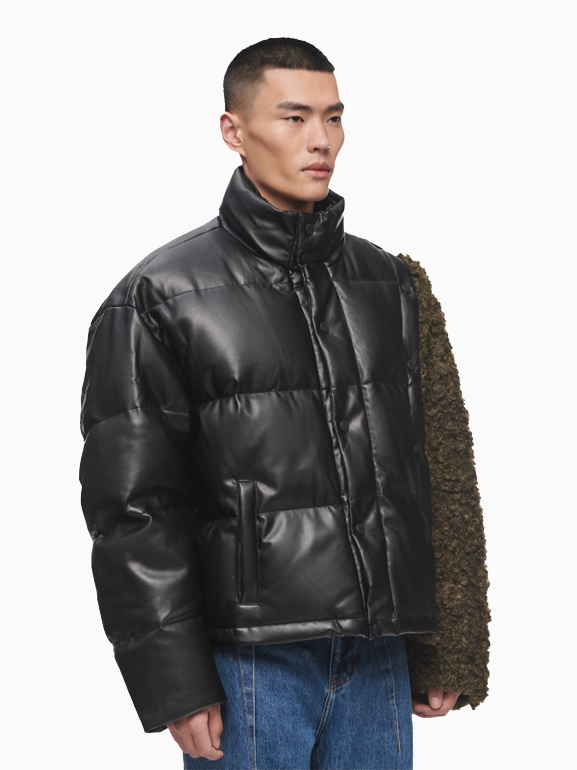 FAUX LEATHER DOWN JACKET