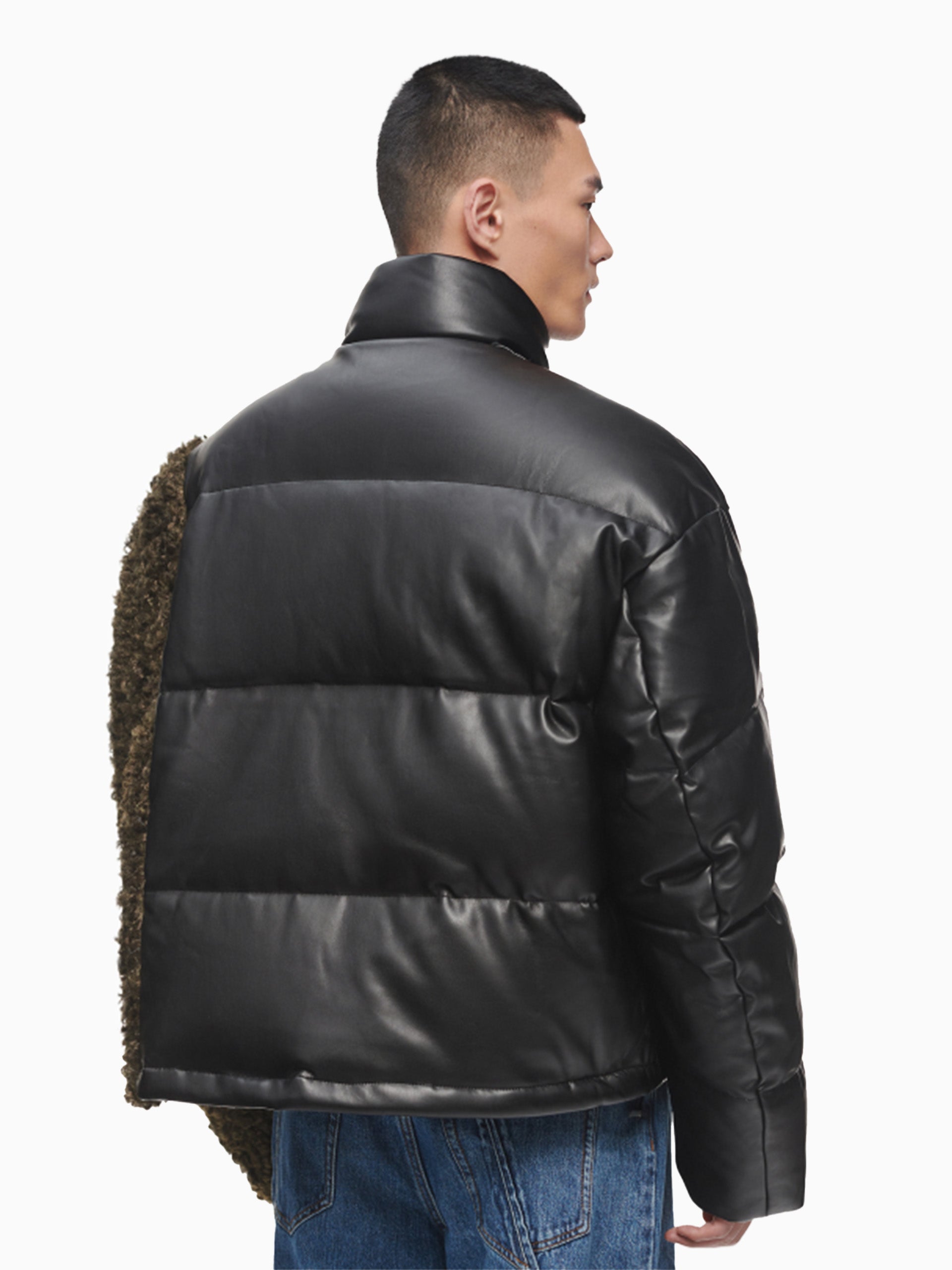 FAUX LEATHER DOWN JACKET