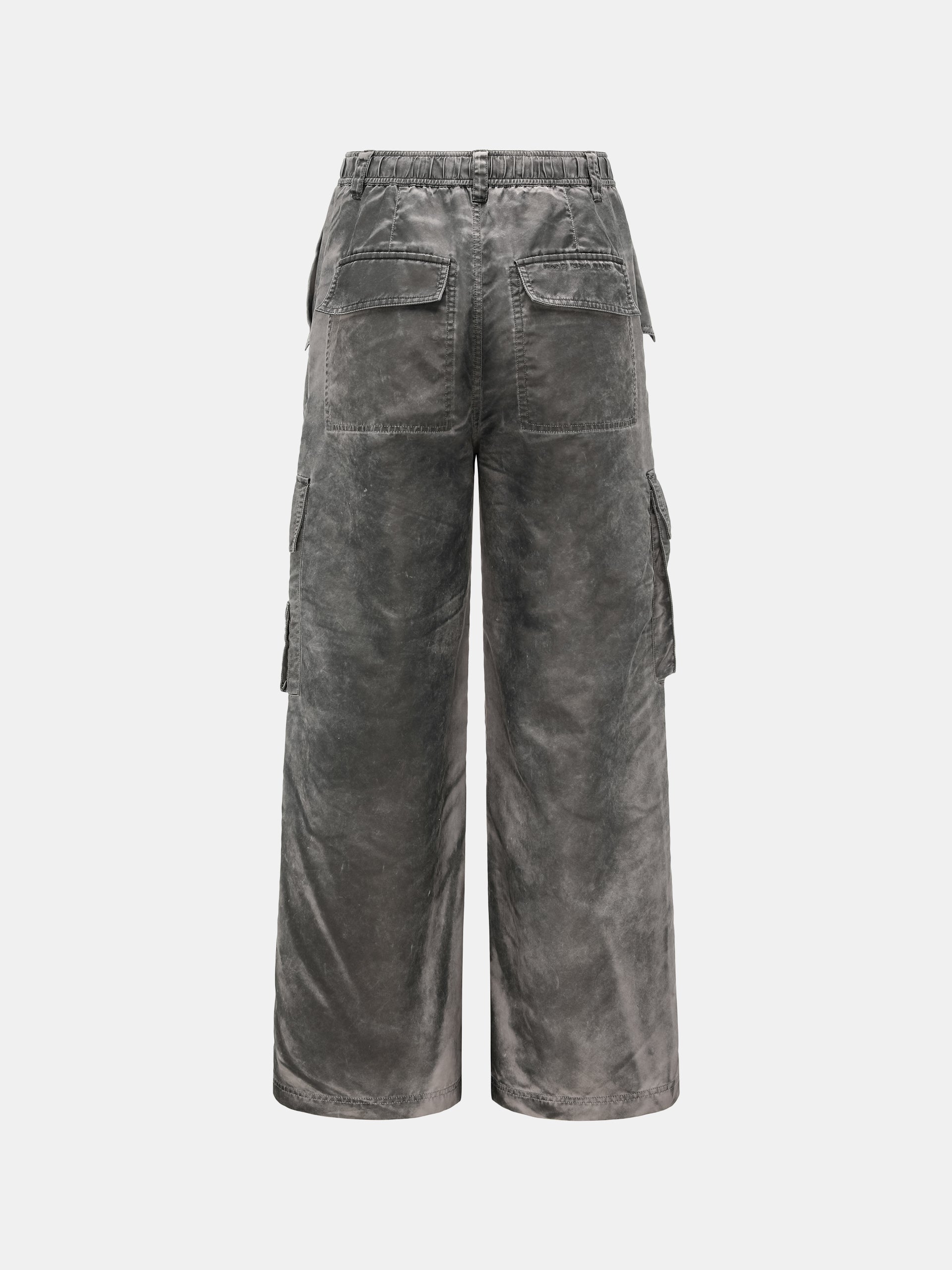 GREY SANDWASHED NYLON UTILITY PANTS