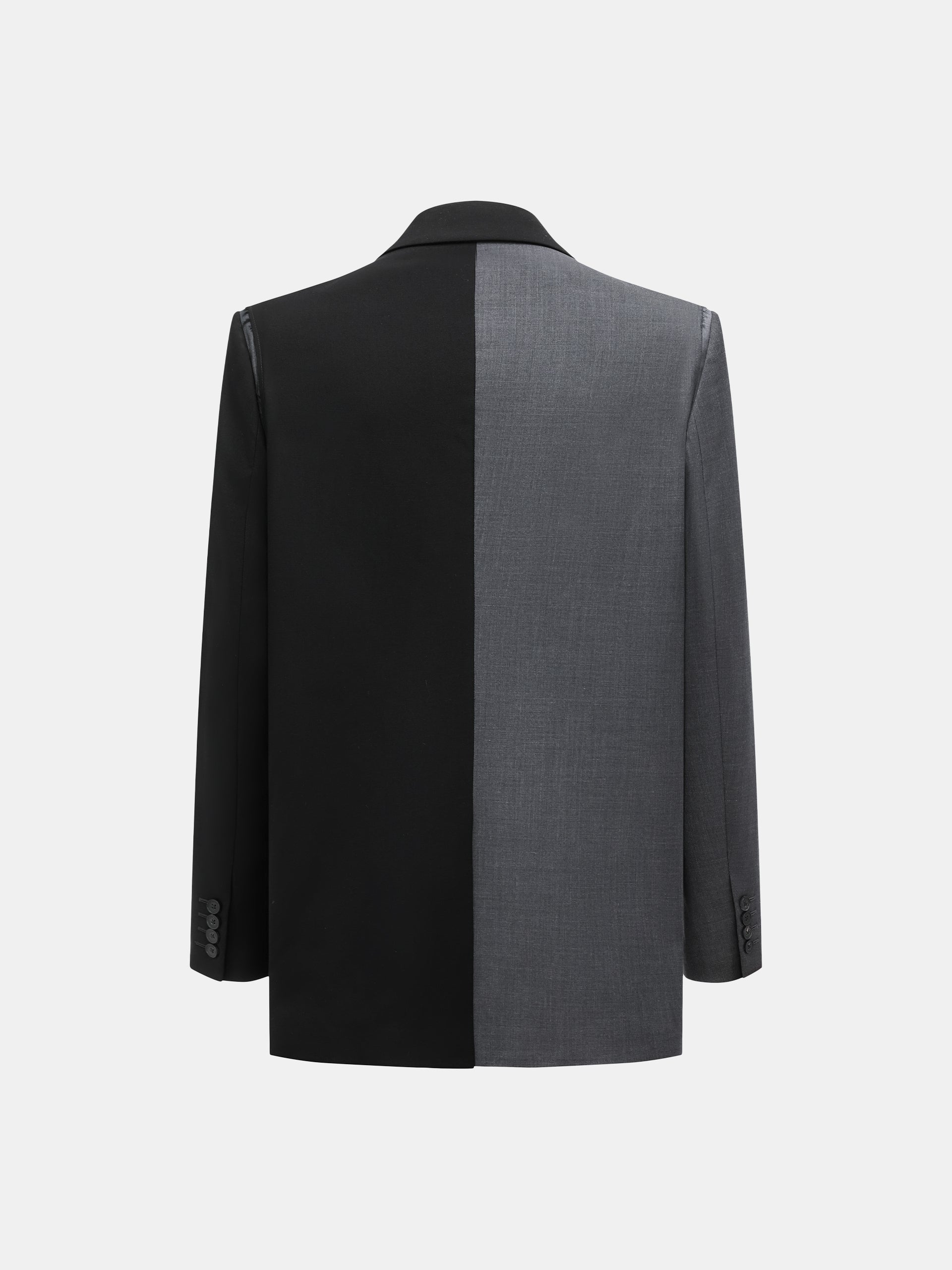 BLACK AND GREY DECONSTRUCTED WOOL BLAZER