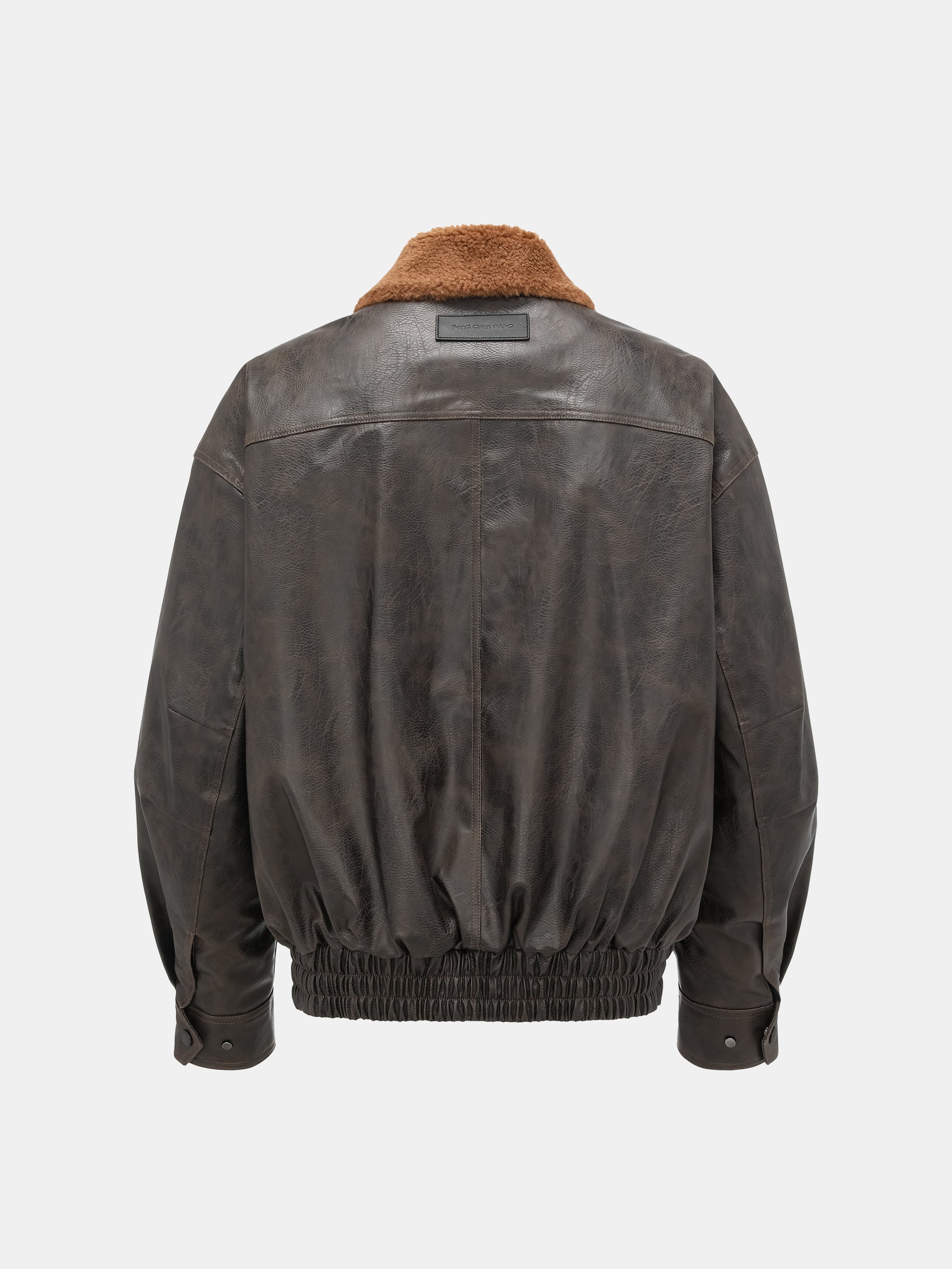 BROWN DECONSTRUCTED NOTCHED COLLAR PUFFER JACKET