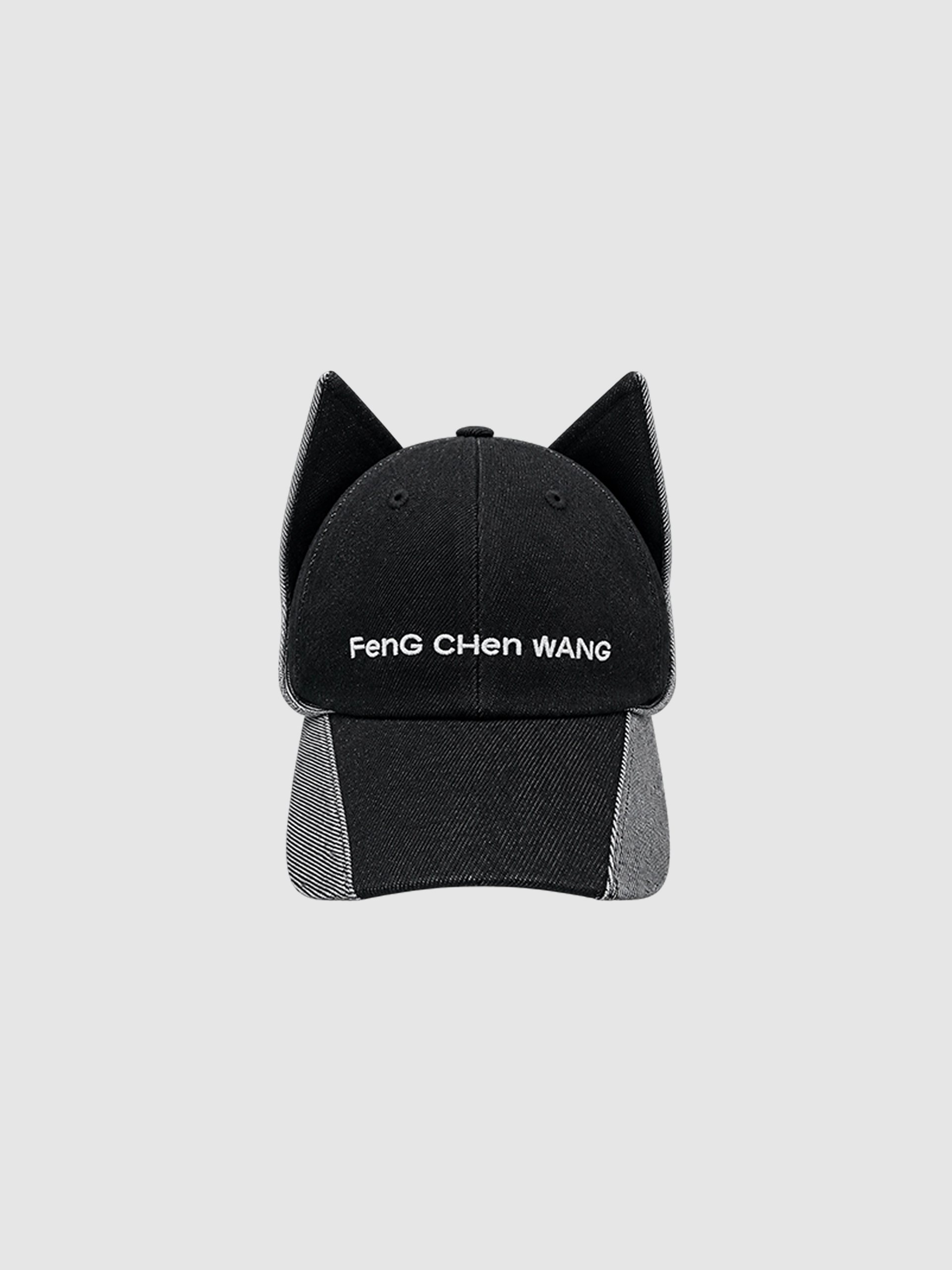 BLACK WASHED-DENIM CAT-EAR CAP