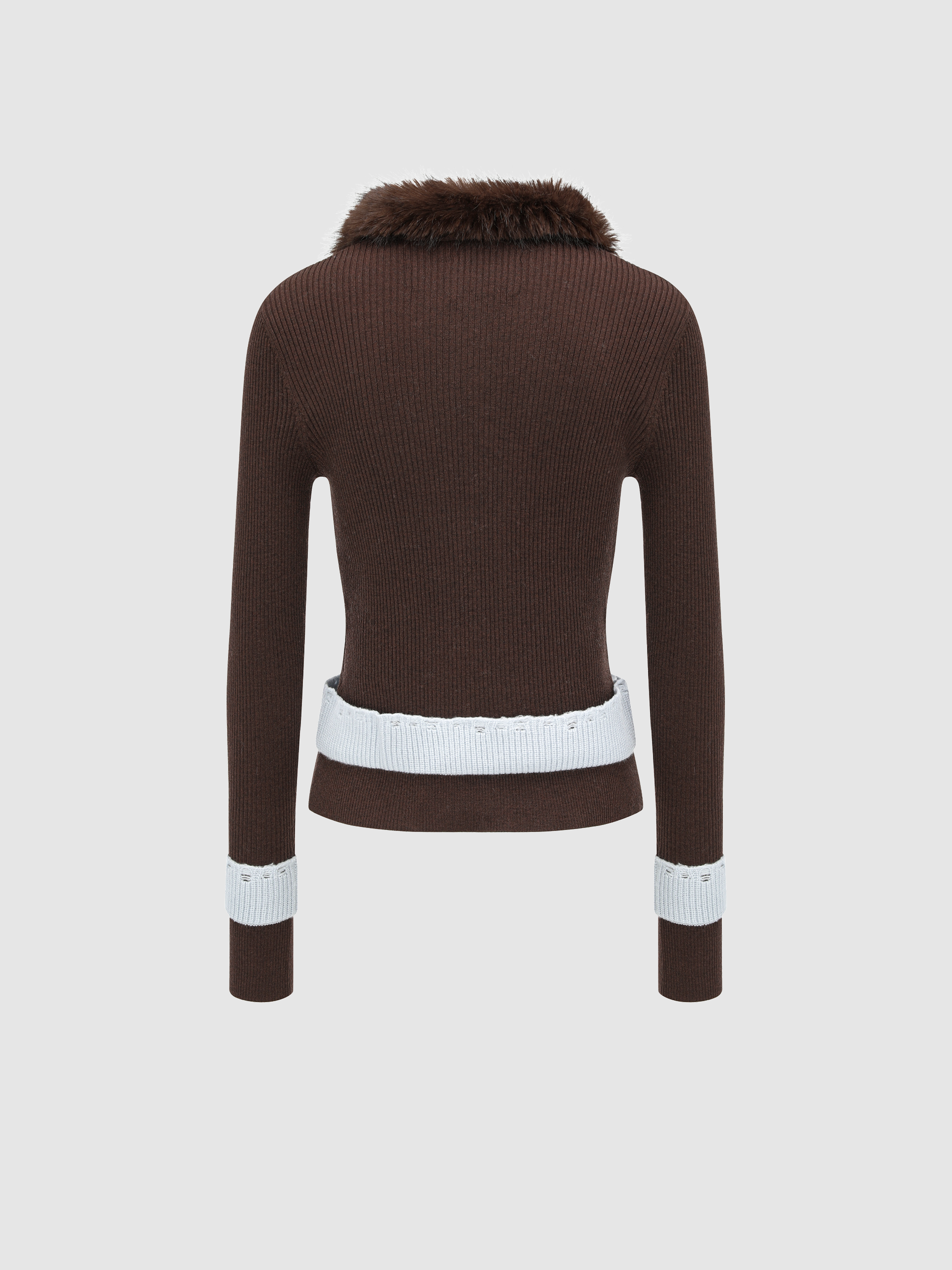 ZIP SWEATER WITH DISTRESSED DETAILING