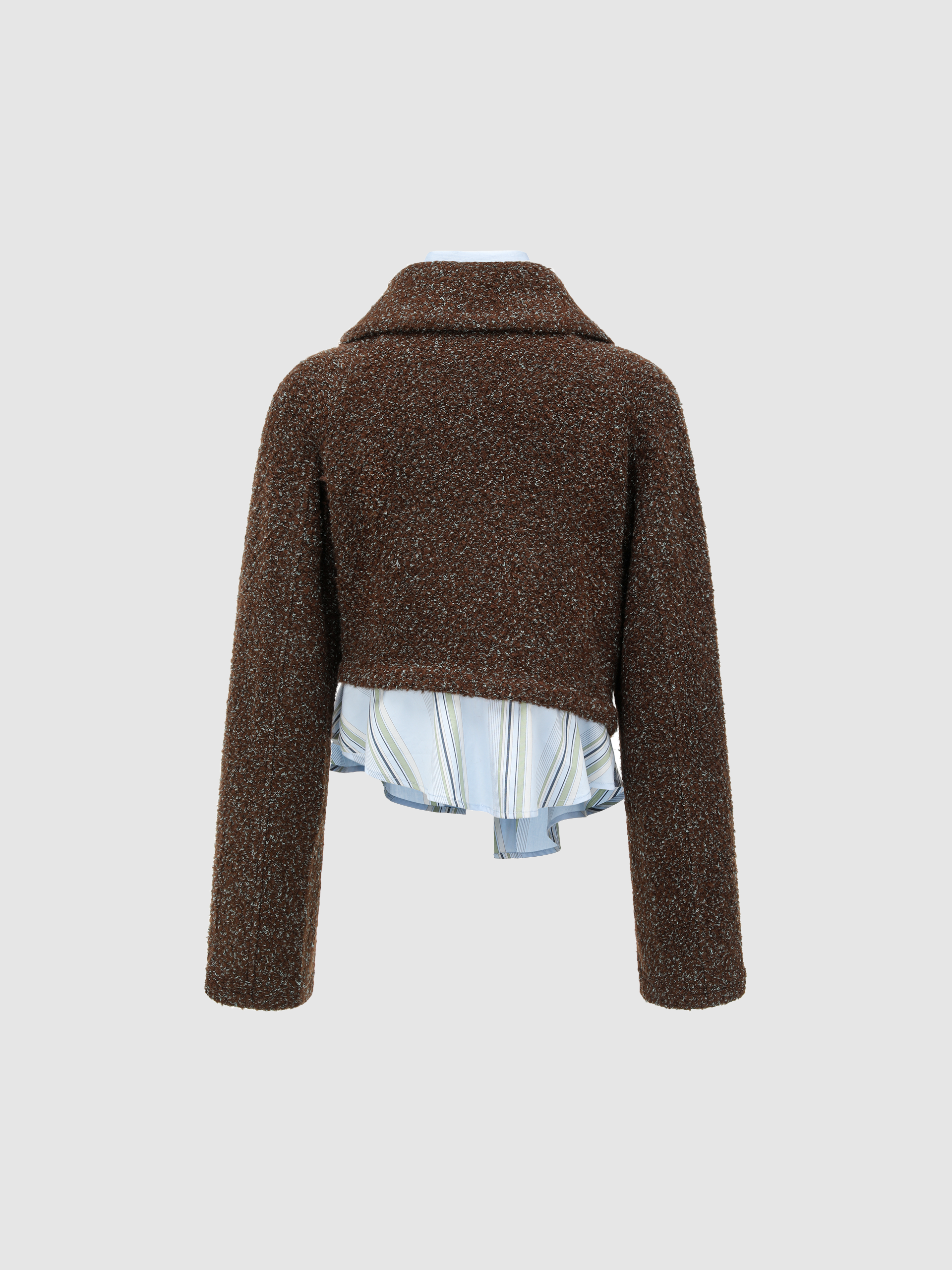FAUX LAYERED KNIT CARDIGAN WITH SLANTED PLACKET