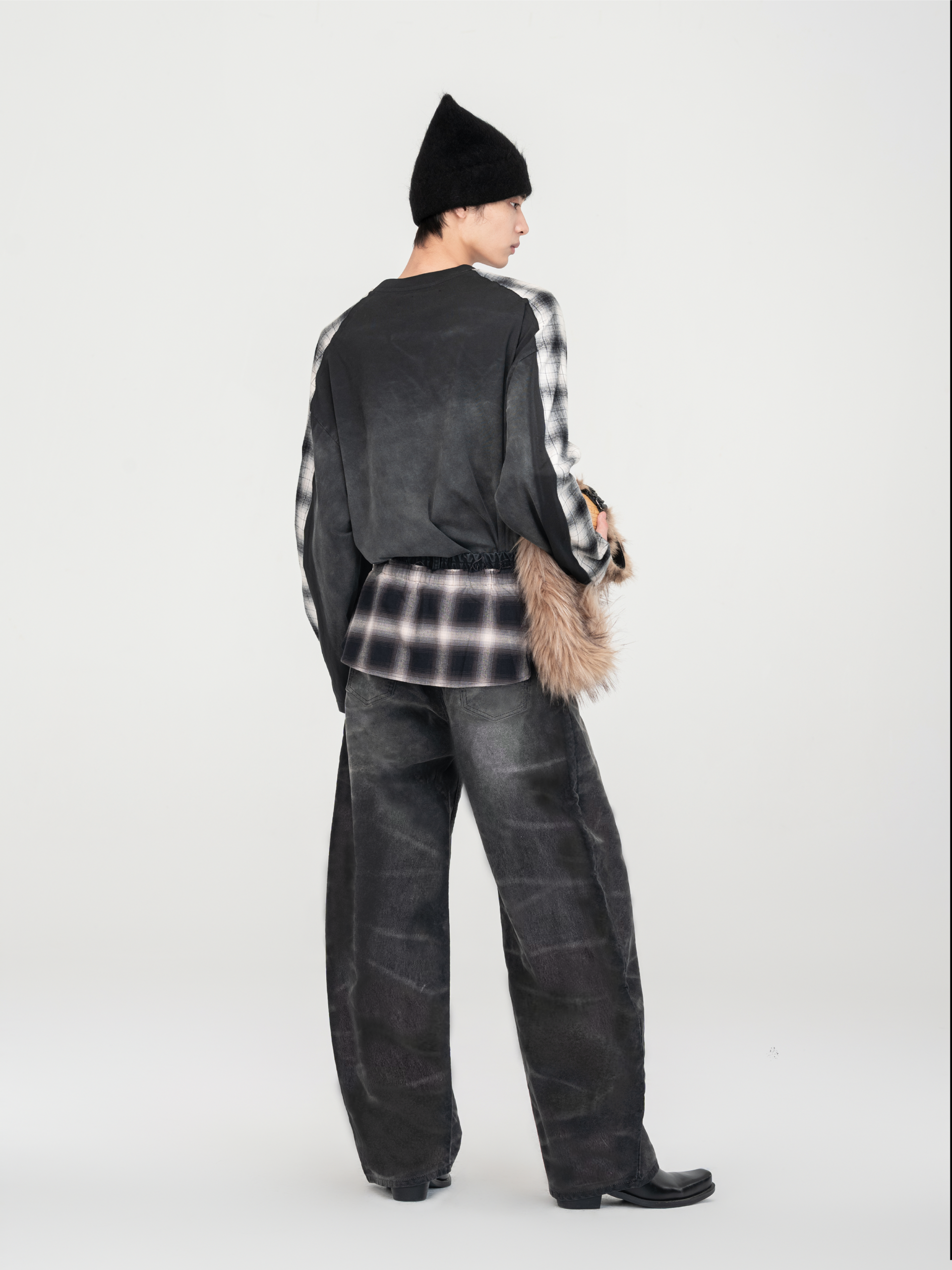 2-IN-1 WASHED DENIM PANTS